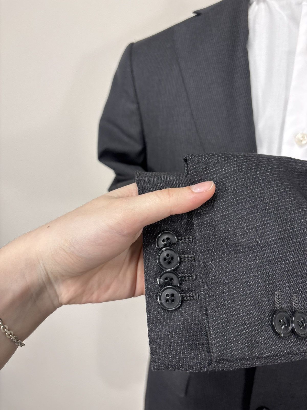 Suitsupply Suitsupply Napoli Men’s Grey Pinstripe Wool Blazer Jacket Size 38R - 7 Thumbnail