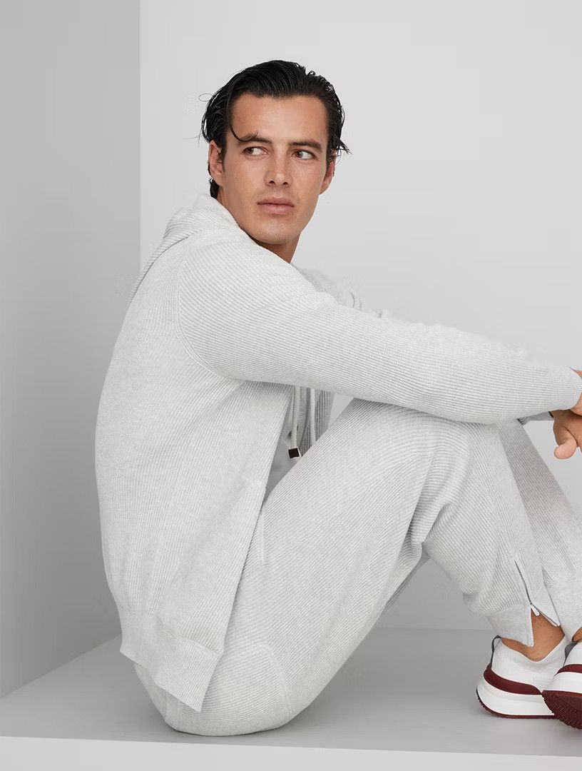 Brunello Cucinelli o1la1rc1a0425 Cardigan Sweatshirt in Light Grey Size US L / EU 52-54 / 3 - 2 Thumbnail