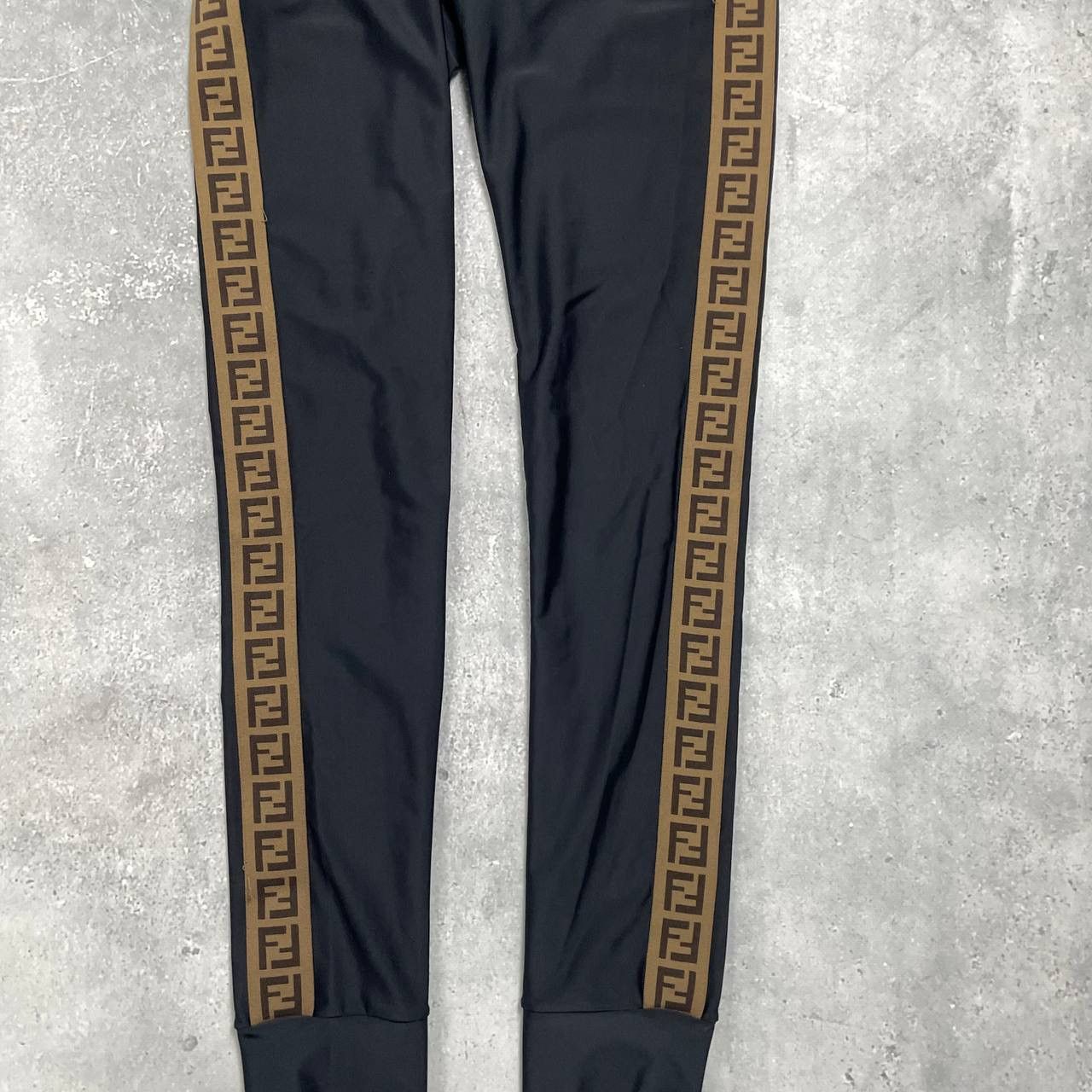 Fendi Fendi Kids Trim Leggings Logo Stripe Black 12+ Adult XS/S Size 26" / US 2 / IT 38 - 4 Thumbnail