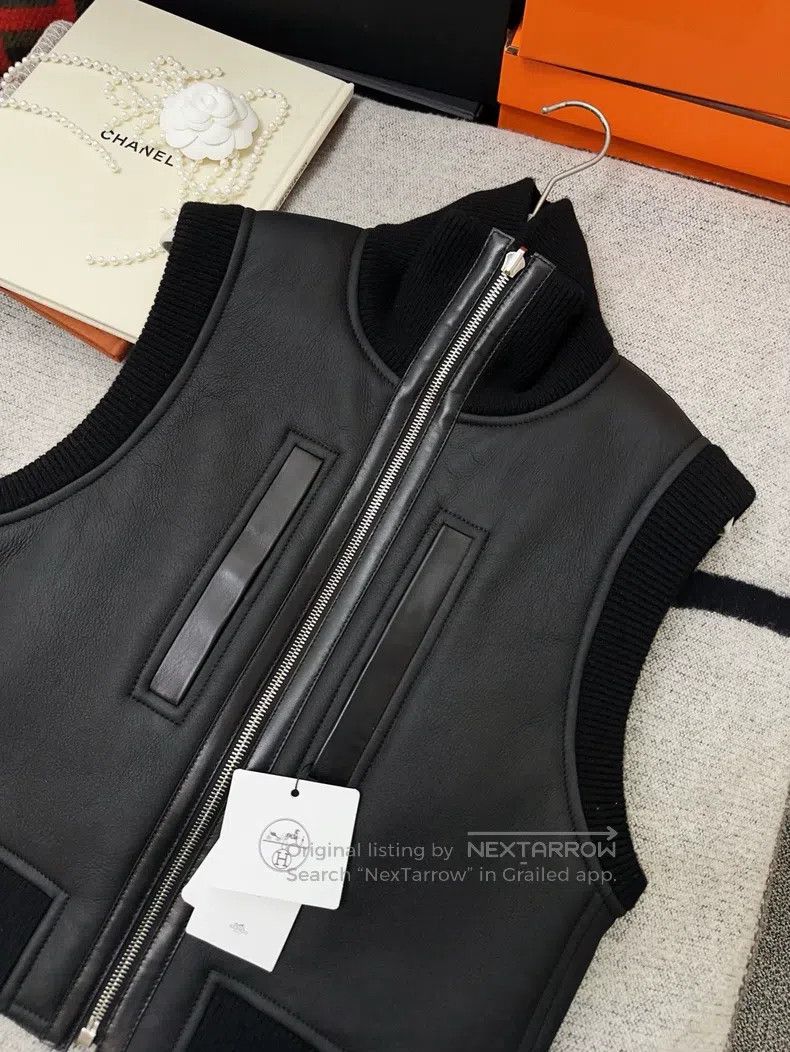 Hermes Hermes Black Leather and Fur Reversible Vest Jacket Size XS / US 0-2 / IT 36-38 - 6 Thumbnail
