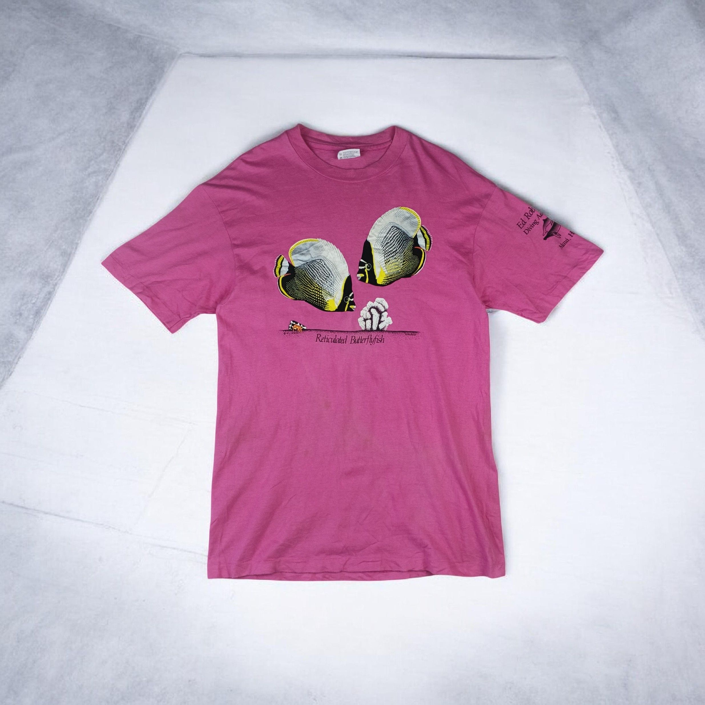 Hanes Vintage 80's HANES Reticulated Butterflyfish Hawaii T-Shirt Size US M / EU 48-50 / 2 - 1 Thumbnail