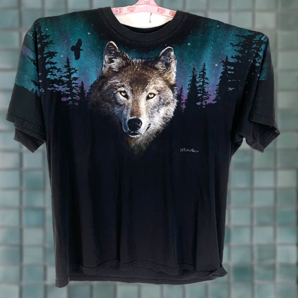Gildan Gildan Night Wolf T Shirt Adult XL Black Graphic Tee Mens Size US XL / EU 56 / 4 - 1 Thumbnail