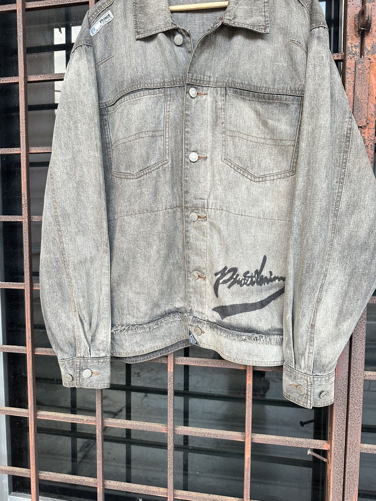 Vintage 👹Vintage Pract Faded Oversized Trucker Jacket Size US XL / EU 56 / 4 - 5 Thumbnail