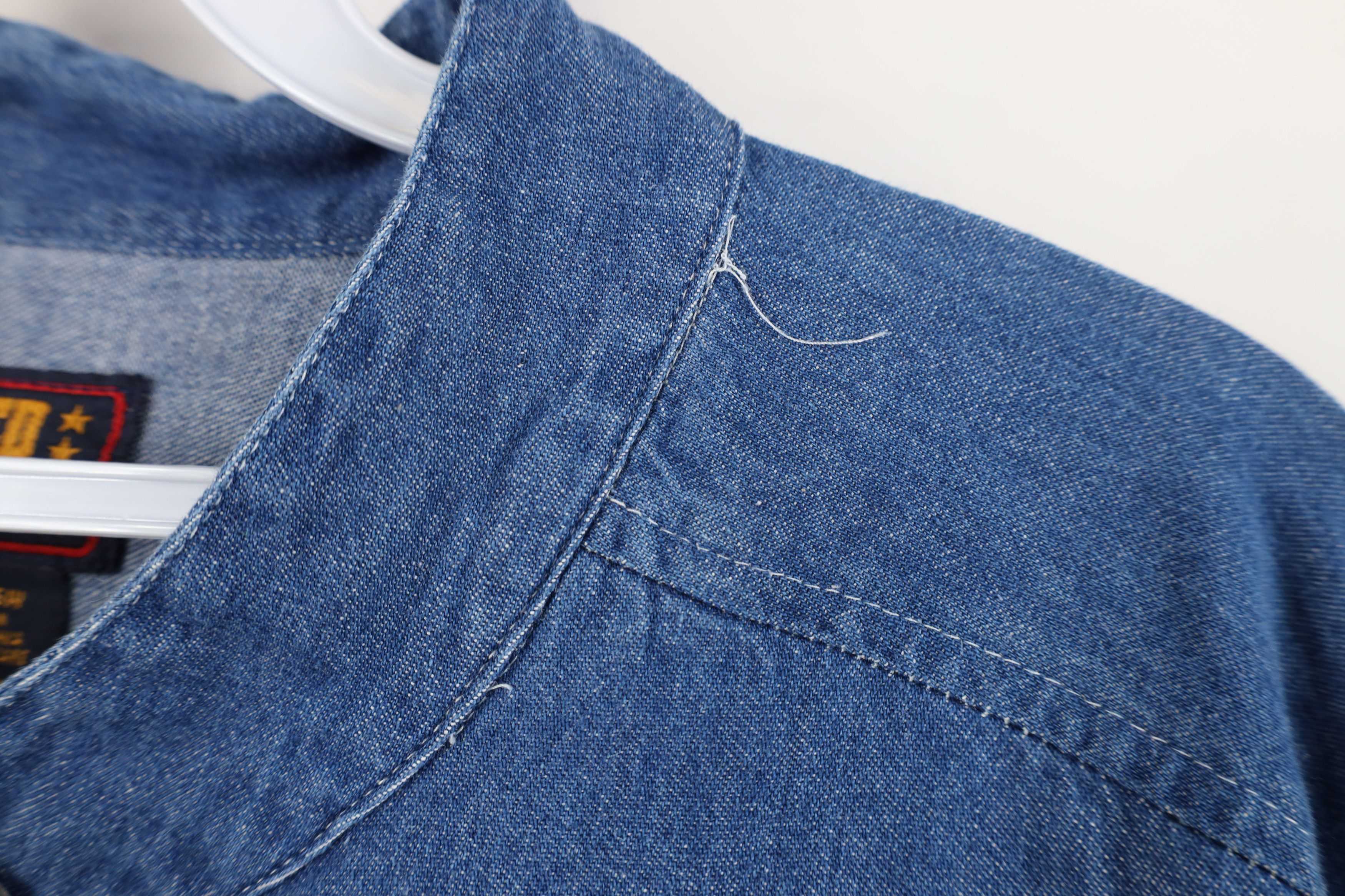 Vintage Vintage 90s Streetwear Denim Jean Band Collar Button Shirt Size 4XL / US 24-26 - 5 Thumbnail