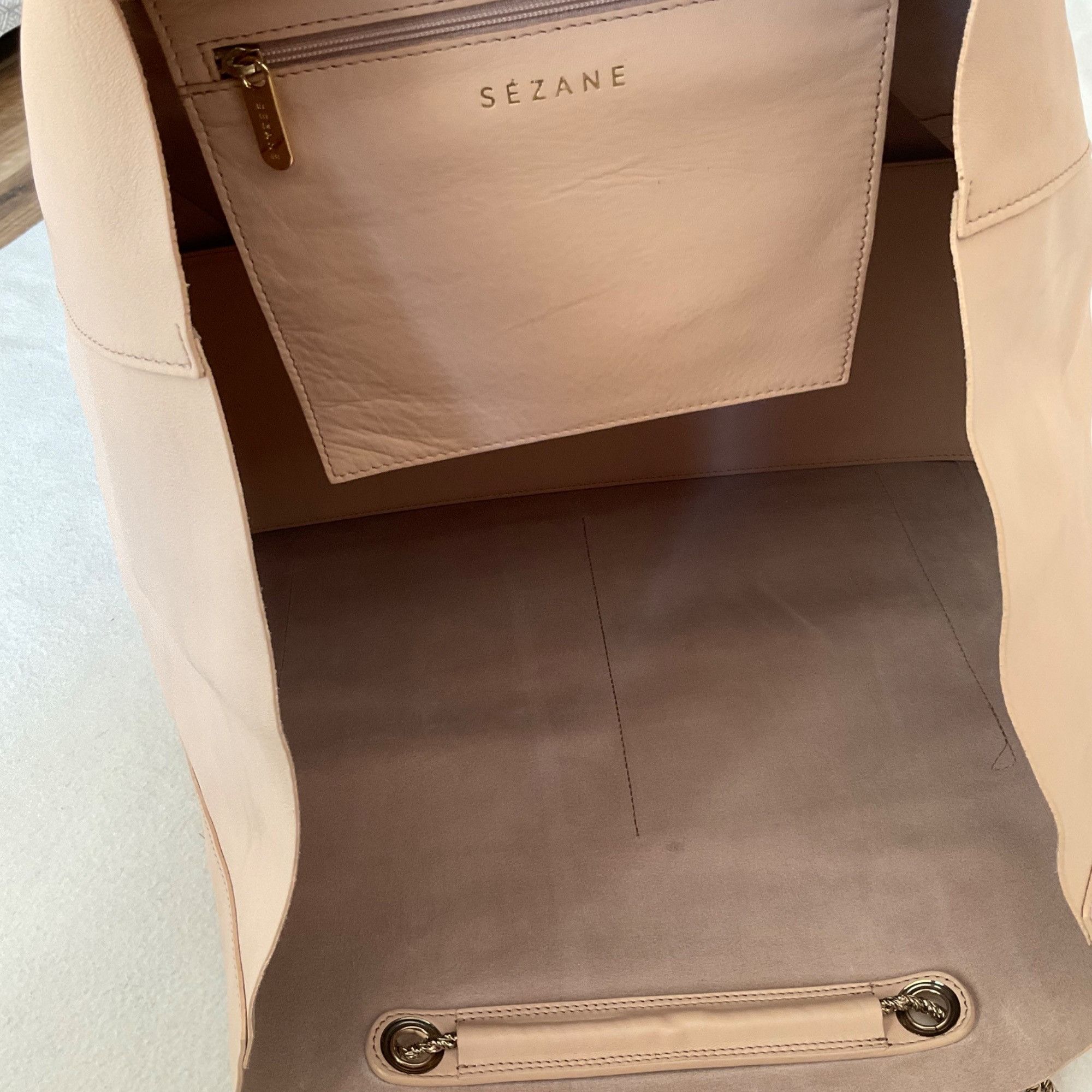 Sezane Sezane blush pink leather gaby tote large Size ONE SIZE - 8 Thumbnail