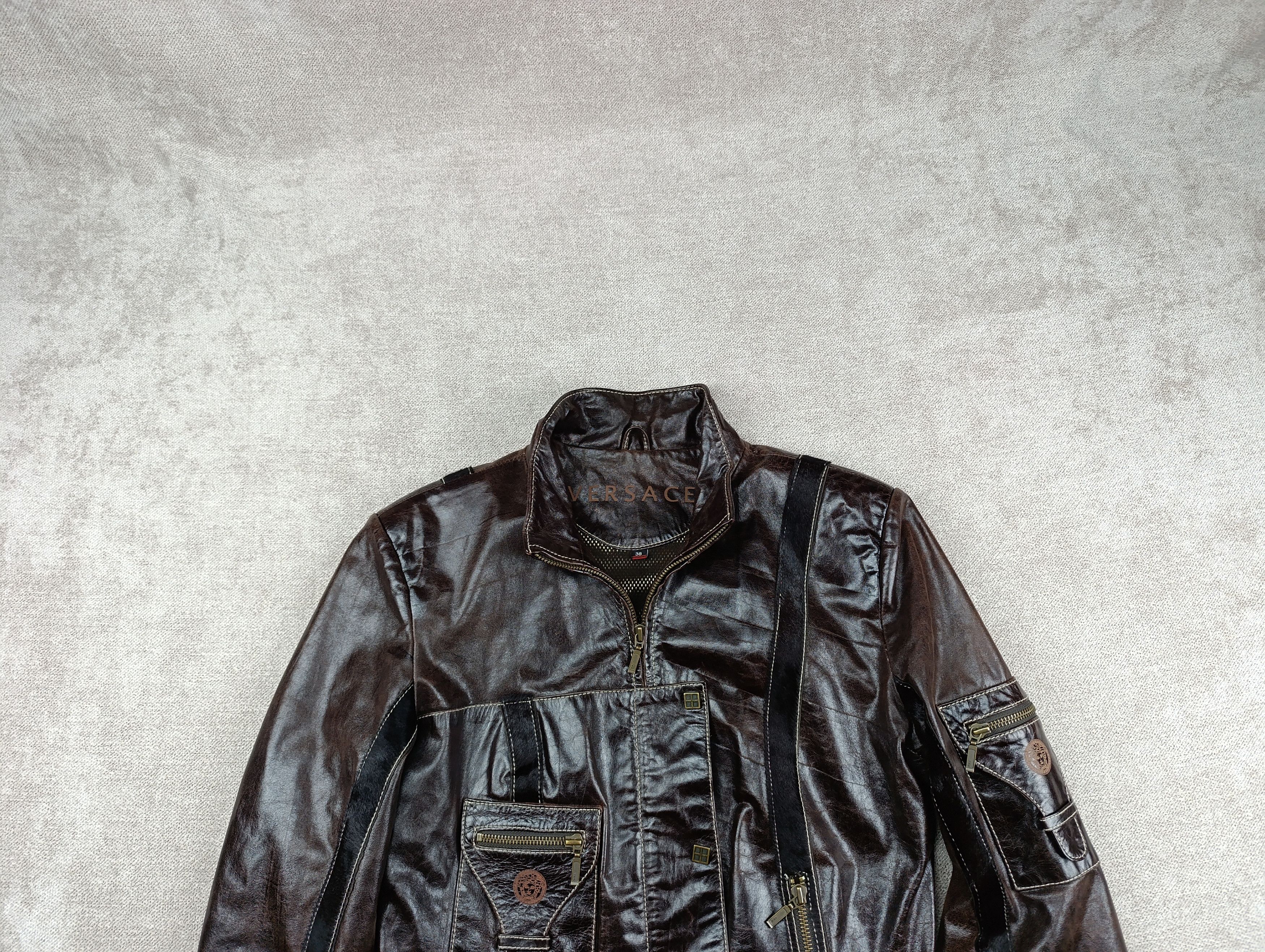 Versace Versace Womens Vintage Leather Avant-garde Jacket Size XS / US 0-2 / IT 36-38 - 2 Thumbnail
