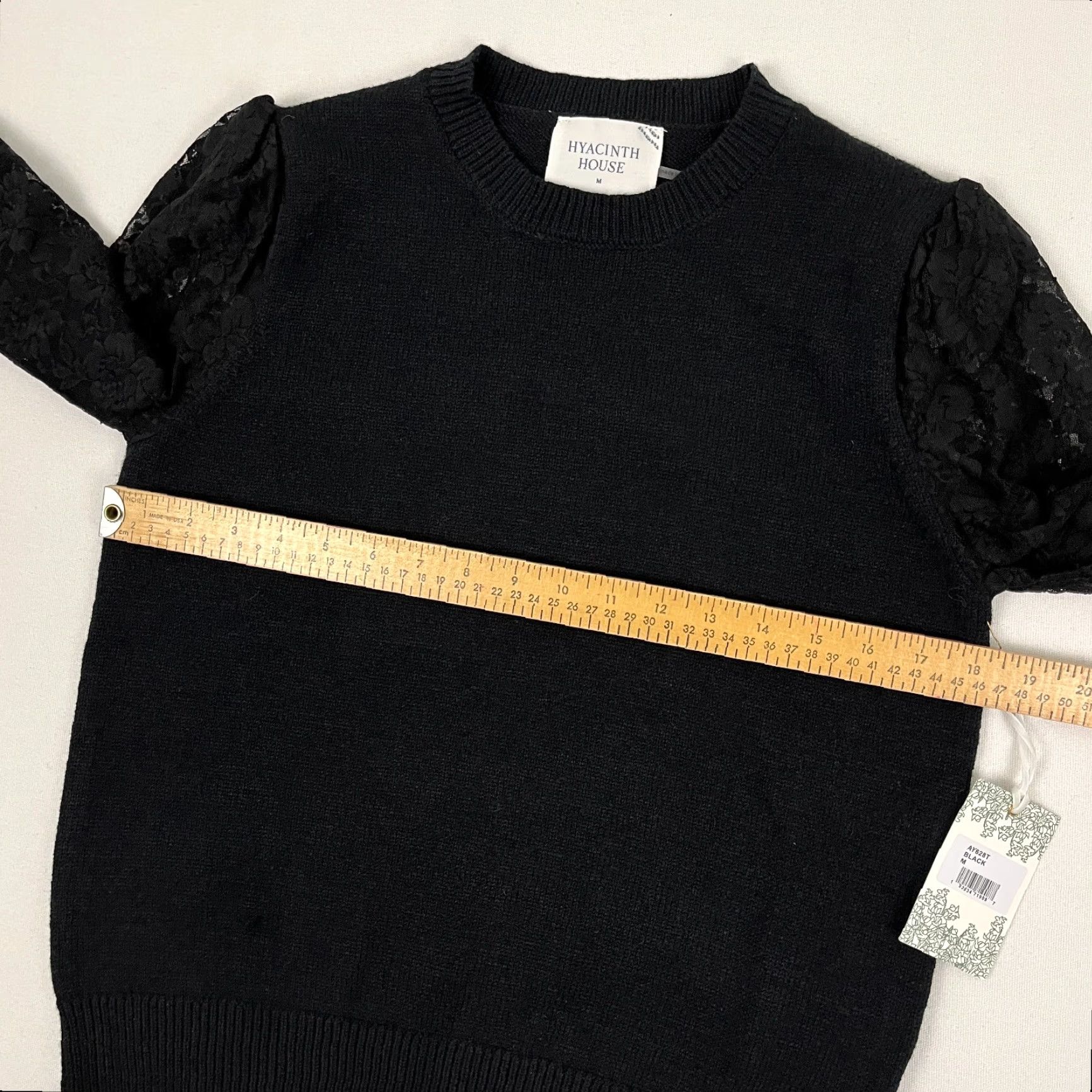 Vintage Hyacinth House Londyn Lace Sweater Women M Black Crewneck Pullover Knit Regular Long Sleeve Casual Workwear NEW Size M / US 6-8 / IT 42-44 - 6 Thumbnail