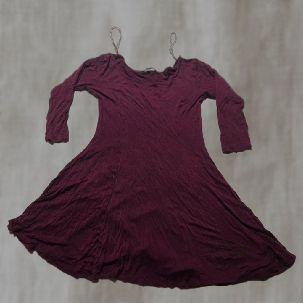 Vintage Ambiance Women's Plum Purple Long Sleeve Sheath Dress Small Size S / US 4 / IT 40 - 1 Thumbnail