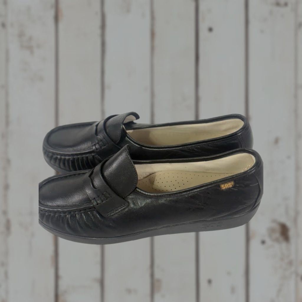 SAS SAS Penny Loafers Women's Leather Loafers Casual Slip-On Size 10.5MW Black USA Size US 10.5 / IT 40.5 - 1 Thumbnail