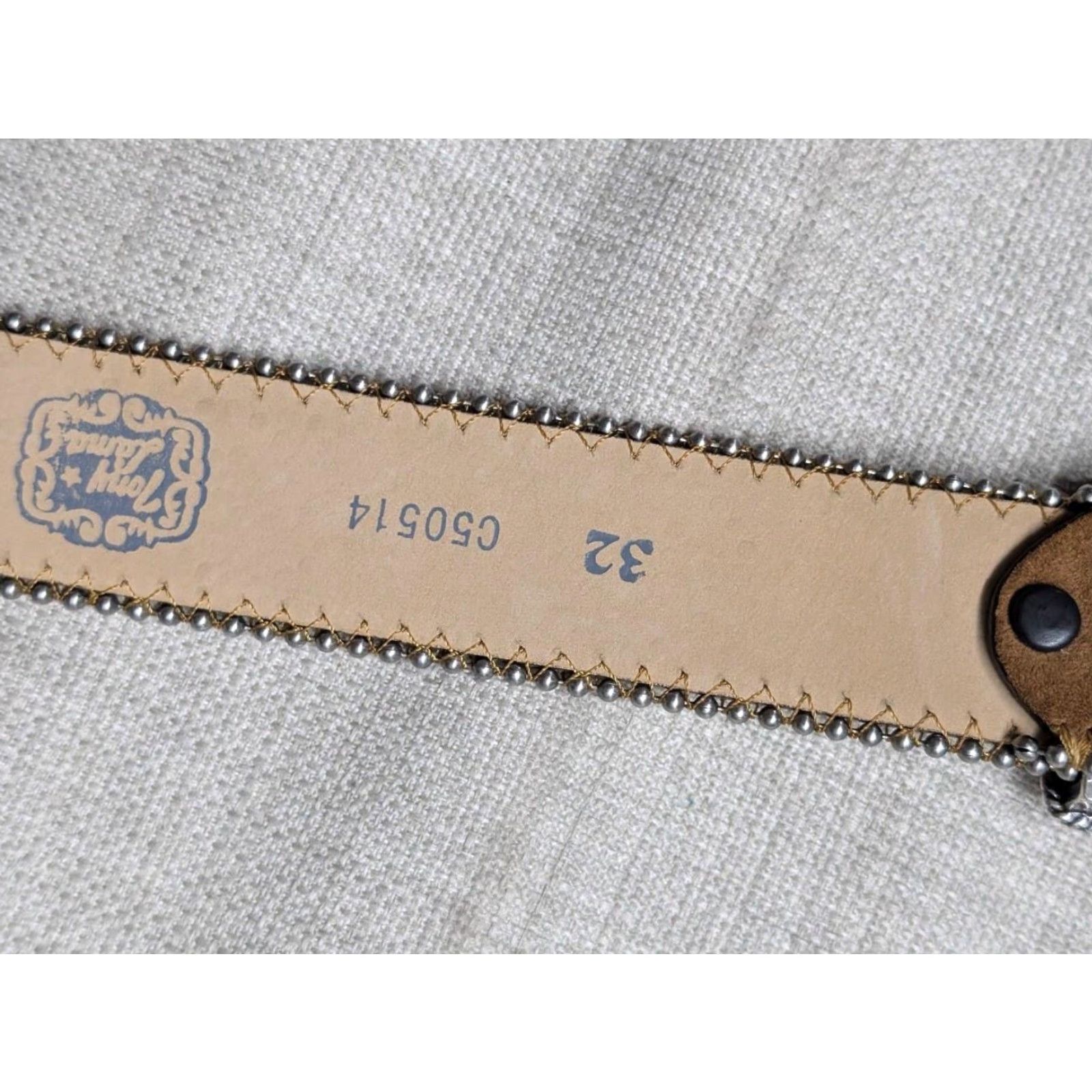 Tony Lama VINTAGE Tony Lama belt Western Unisex Adults 1-1/2" leather brown 32 Cowboy Studded buckle belt 90s Western Size 32 - 6 Thumbnail