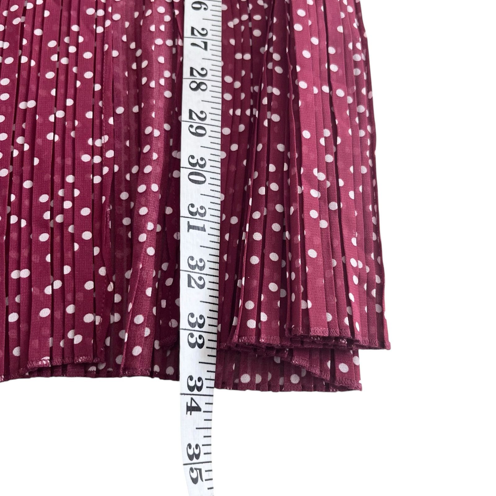 Zara Zara Burgundy Red Polka Dot Print Pleated Maxi Skirt Size 32" / US 10 / IT 46 - 10 Thumbnail