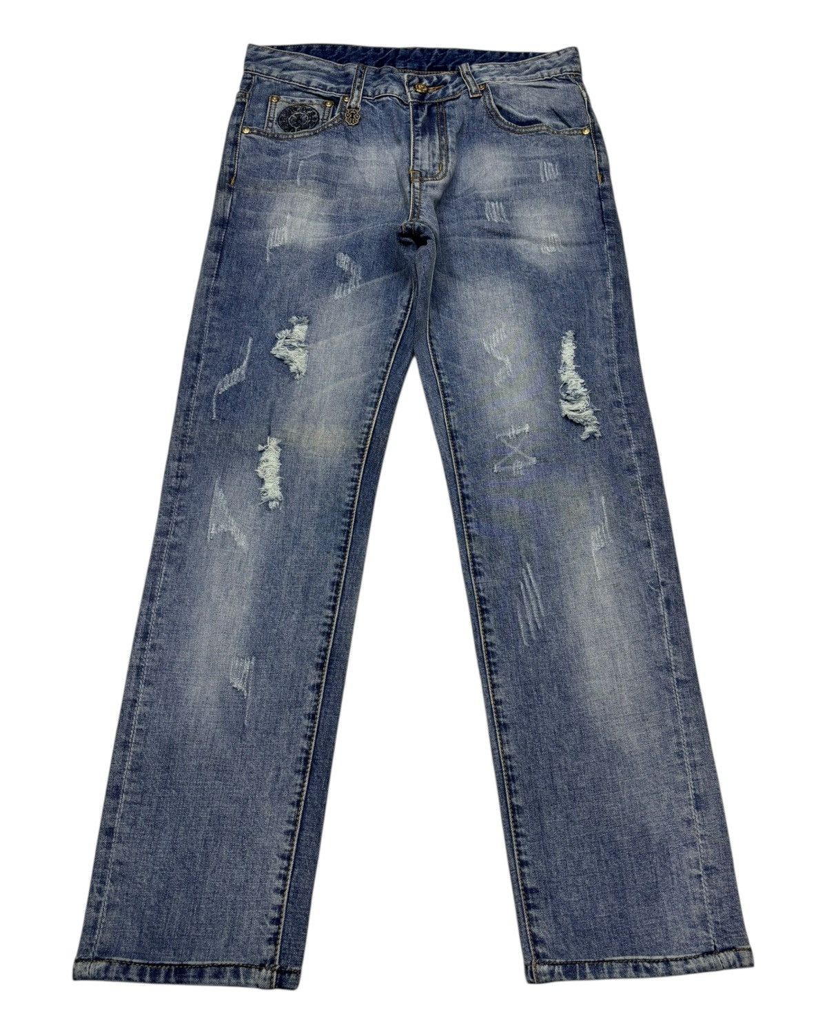 4GSELLER Chrome Hearts Symbol Jeans by Amarone Distressed Denim Size US 30 / EU 46 - 4 Thumbnail