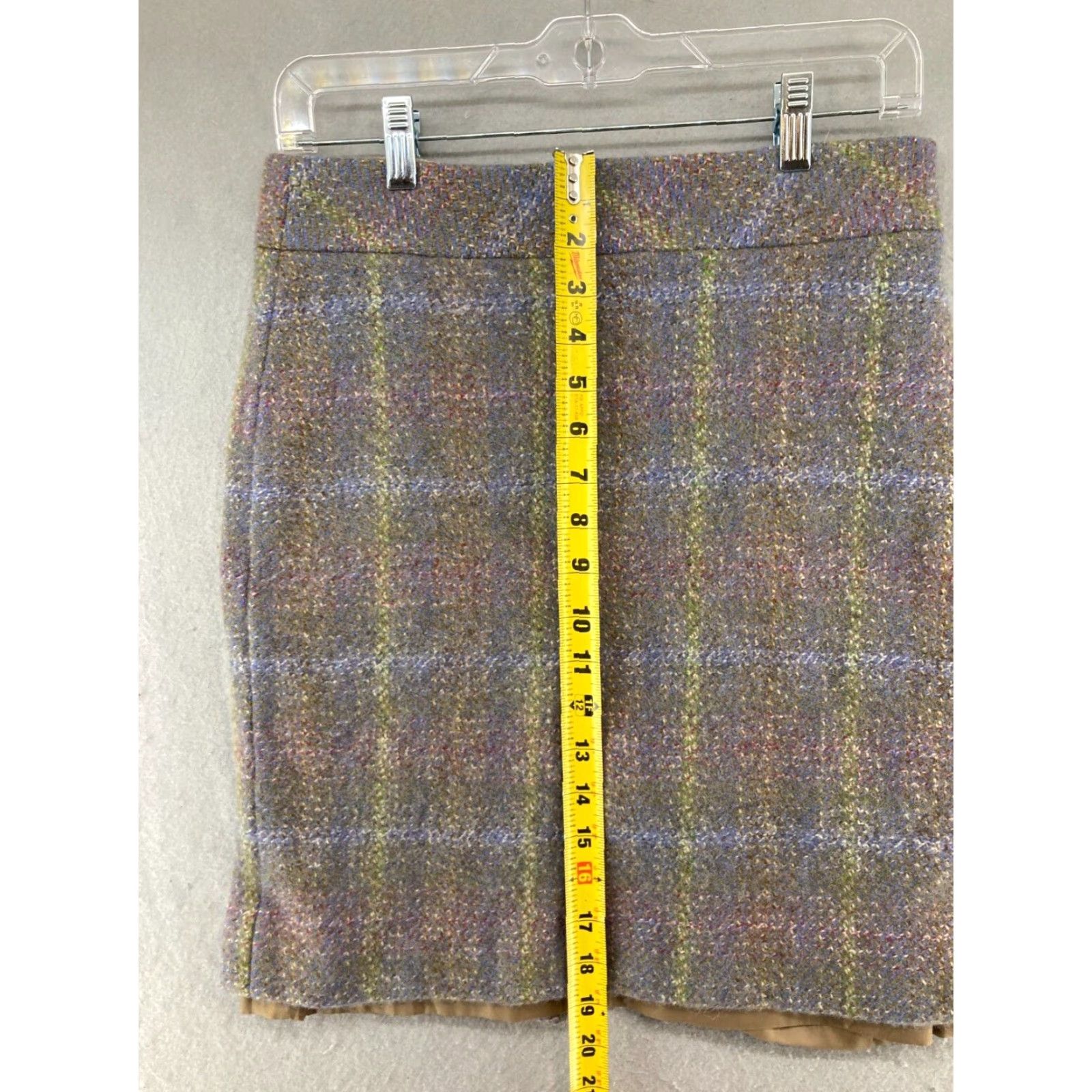 J.Crew J.CREW Wool Pencil Skirt 4 Multicolor Plaid Lined Straight 90s Preppy Womens Size 27" / US 4 / IT 40 - 4 Thumbnail