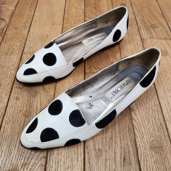 black and white polka dot flats