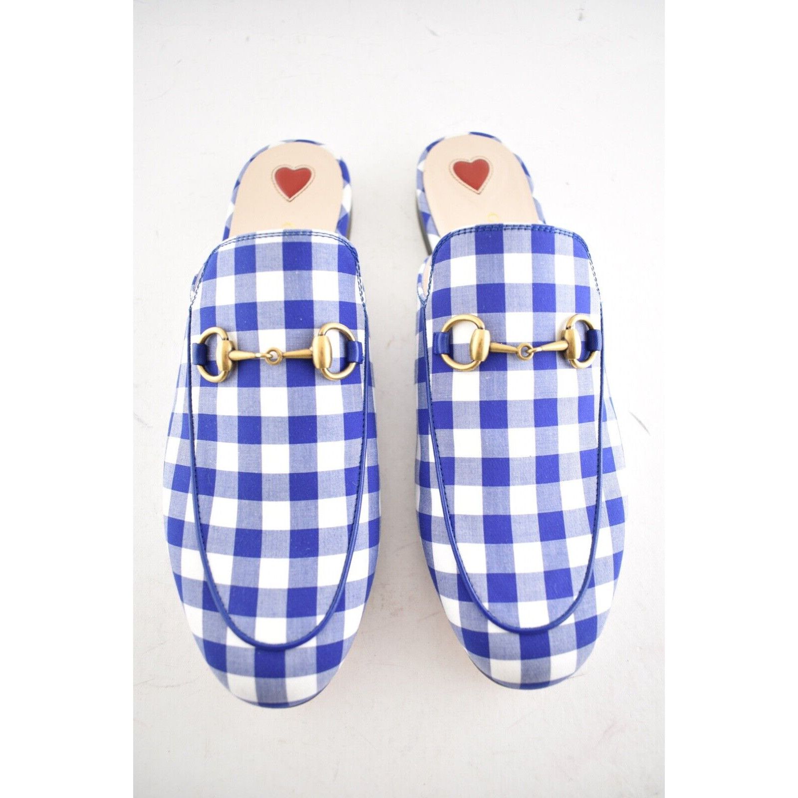 Gucci Gucci Princetown Blue White Plaid Check Slide Loafer Mule Size US 6 / IT 36 - 8 Thumbnail