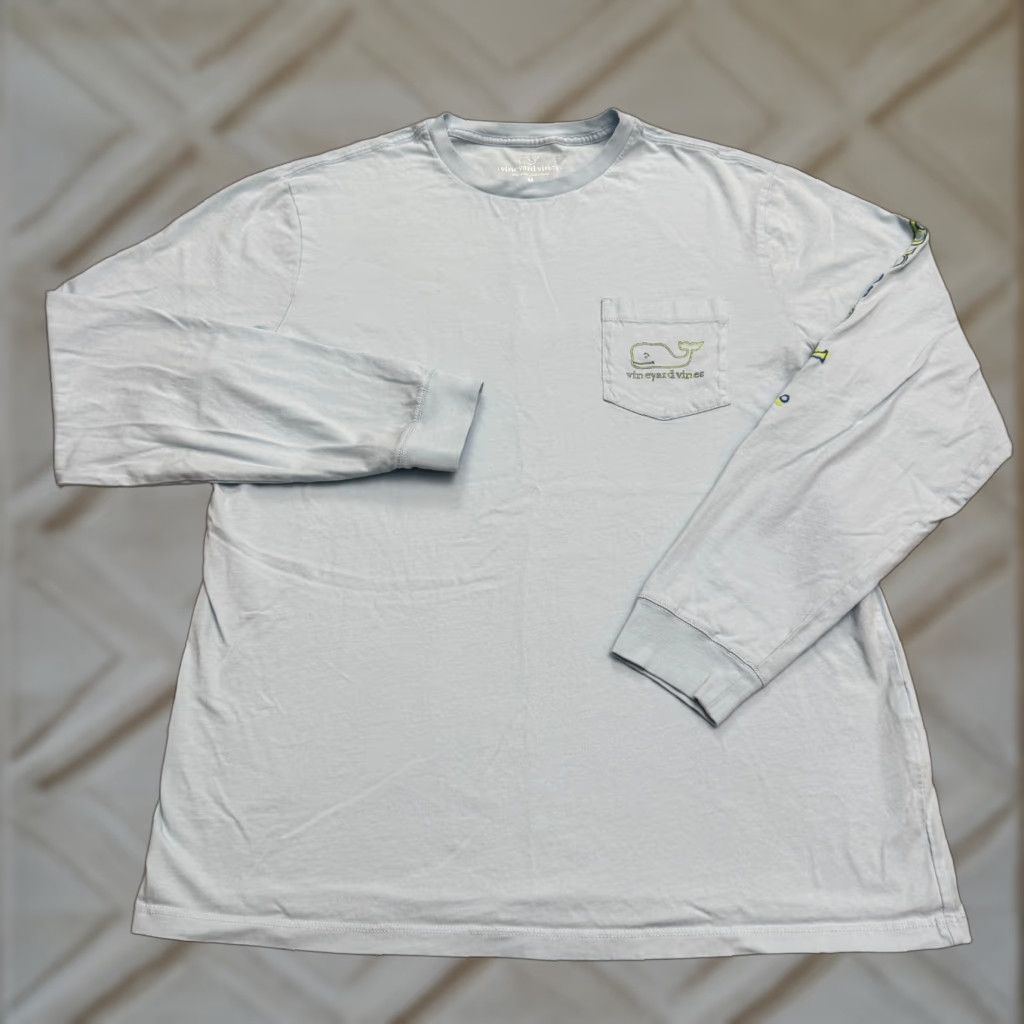 Vineyard Vines Vineyard Vines Whale Graphic Long Sleeve T-Shirt Mens M Blue Pocket Tee Size US M / EU 48-50 / 2 - 1 Thumbnail
