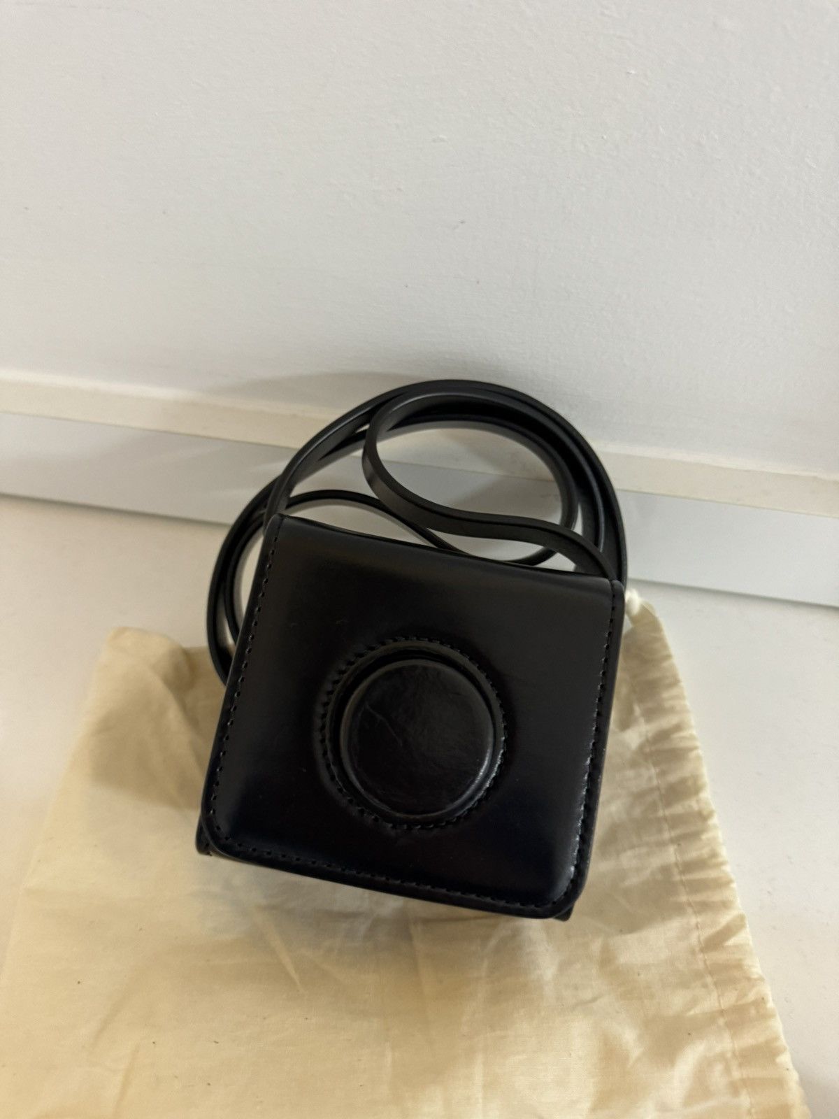 Lemaire Leather Camera Mini Bag in Black, Men's