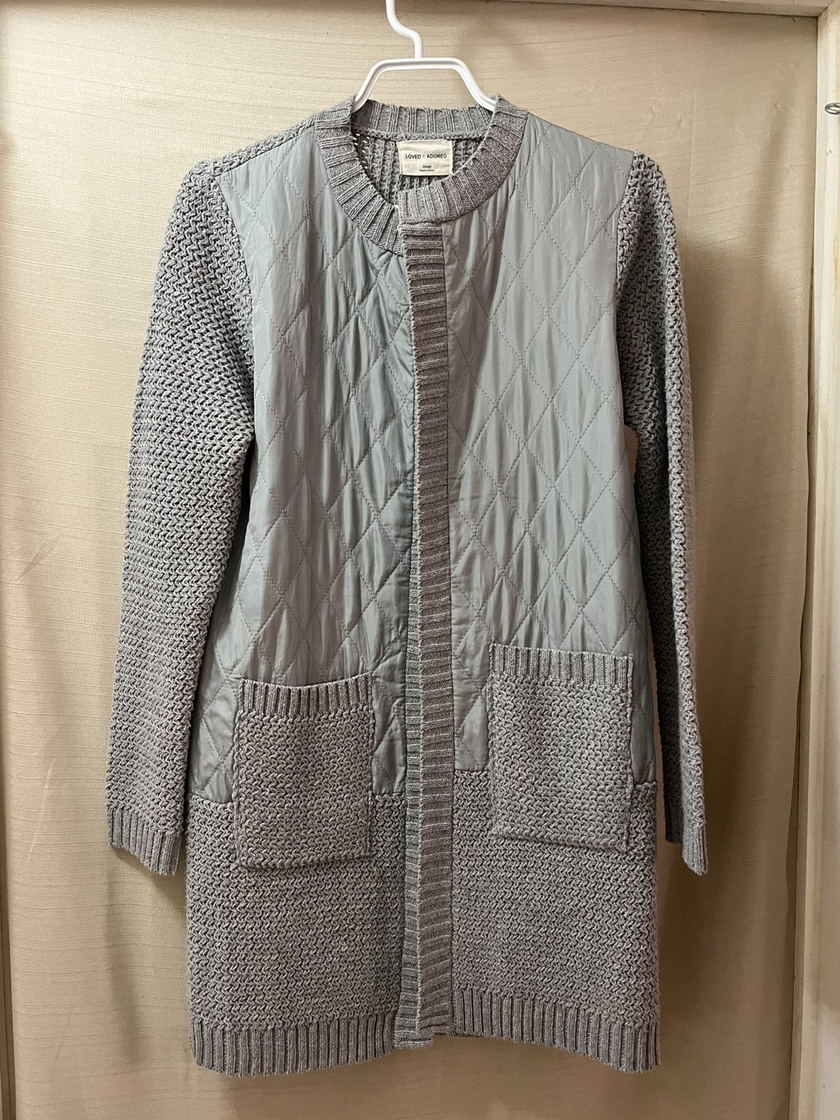 Other Loved + Adored grey quilted cardigan sweater size small Size S / US 4 / IT 40 - 1 Thumbnail