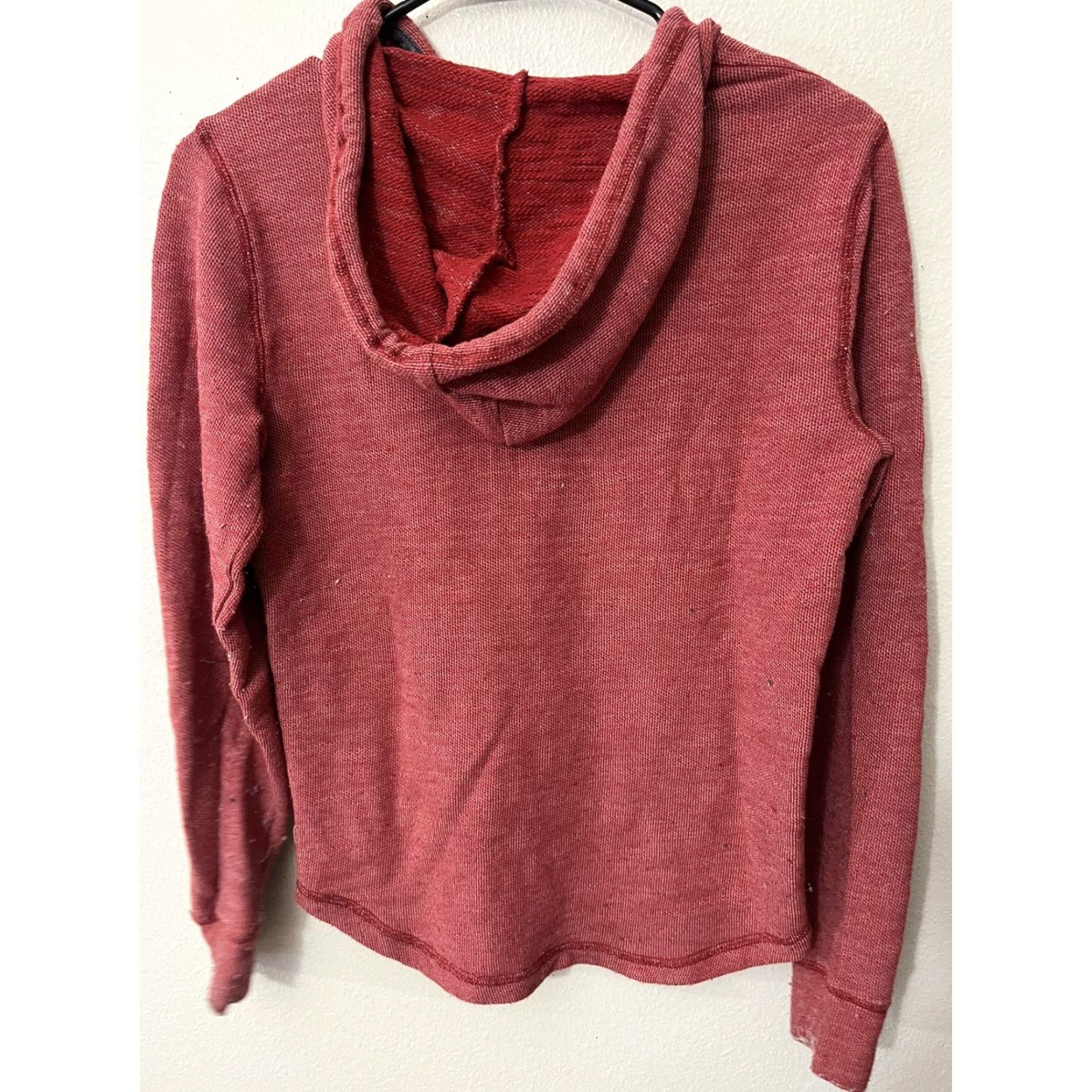 Express VINTAGE Express Knit Hoodie Mens XS Red Pullover 3 Button Cotton Sweatshirt Knitted Breathable Hooded 90s Mens Size US L / EU 52-54 / 3 - 2 Thumbnail