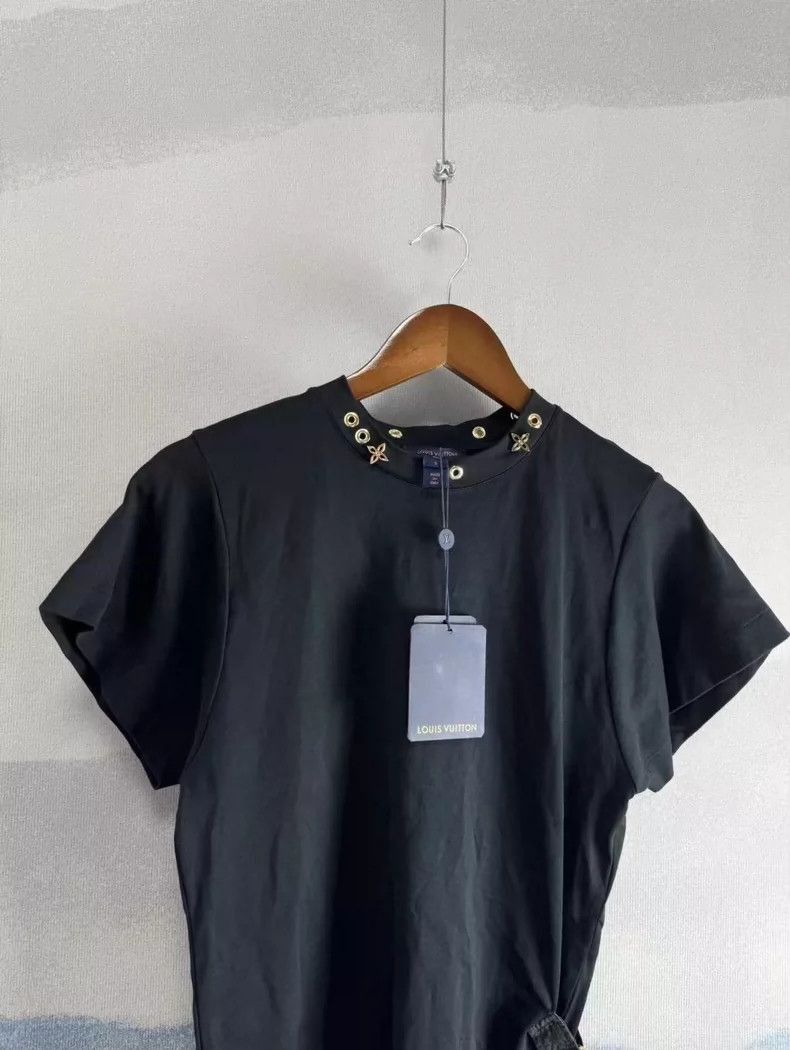Louis Vuitton Louis Vuitton Black Short Sleeve Floral Top-2506 Size S / US 4 / IT 40 - 3 Thumbnail