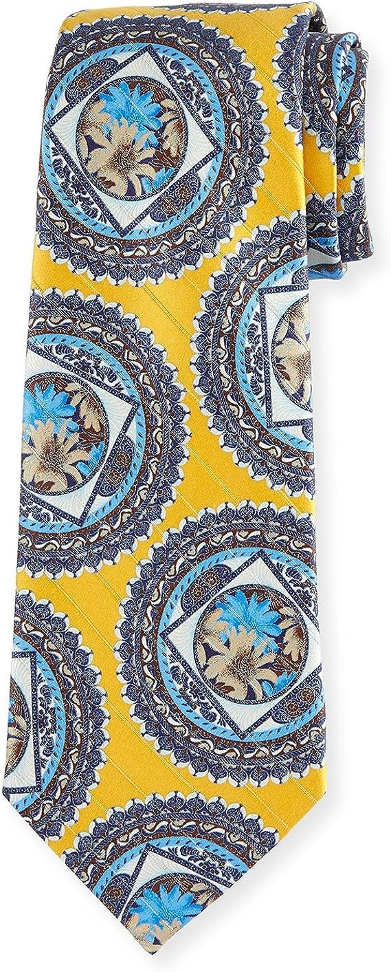 Ermenegildo Zegna Ermenegildo Zegna Metallic Circle Medallion Yellow Tie Size ONE SIZE - 1 Thumbnail