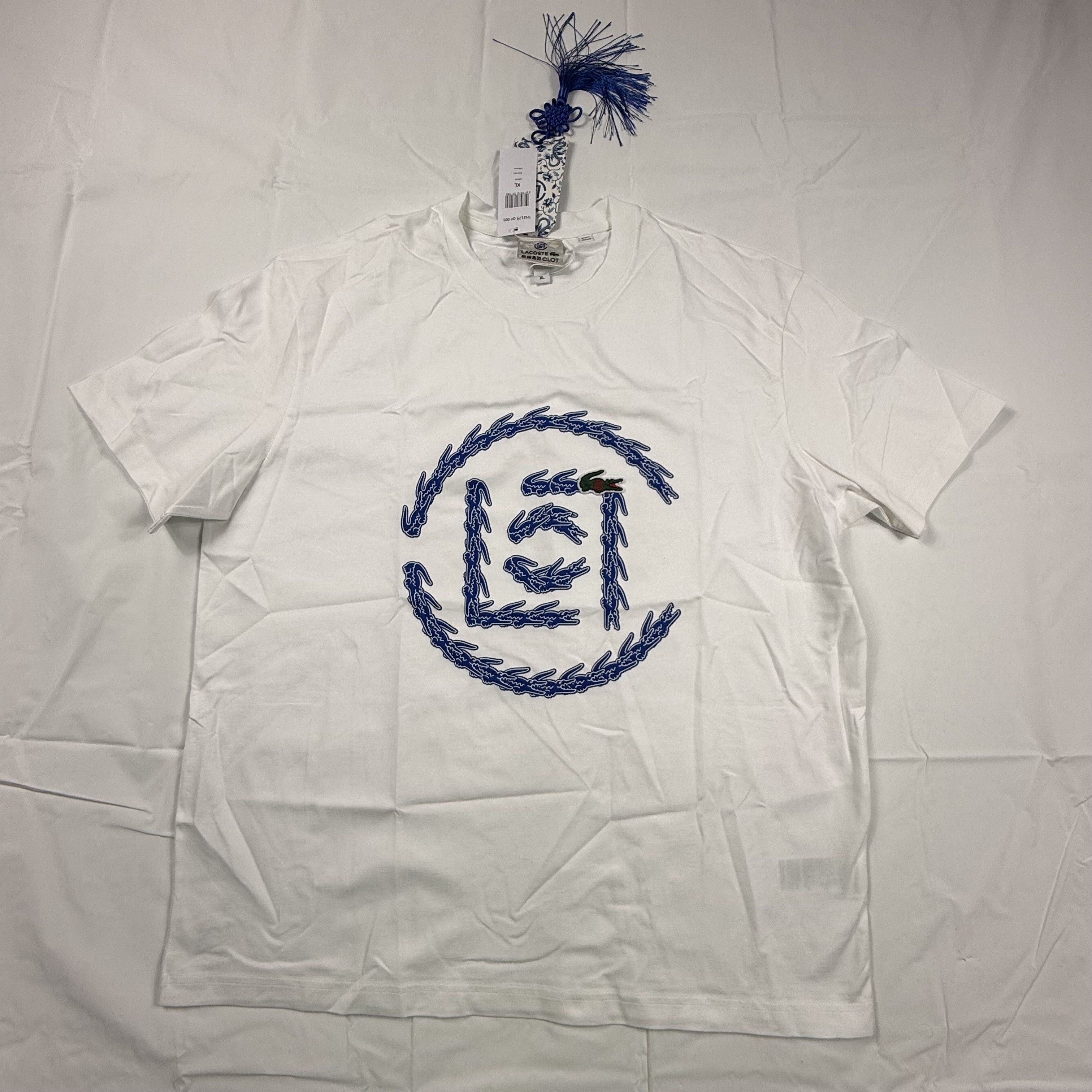 CLOT × Lacoste Lacoste x CLOT White Blue Crocodile Graphic T-Shirt XL NEW Size US XL / EU 56 / 4 - 1 Thumbnail