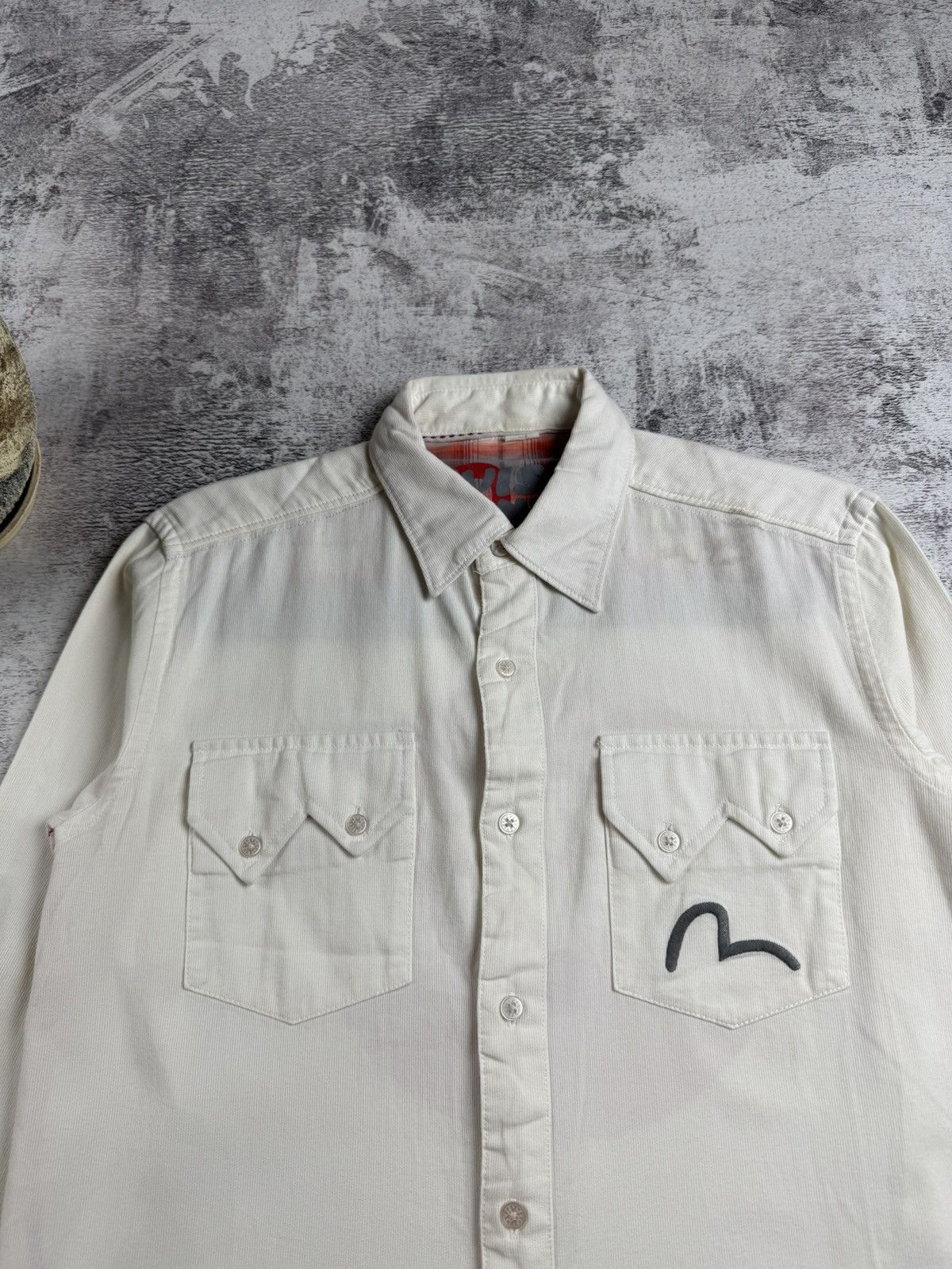 Evisu Evisu Gensis Japan Flag Velour Corduroy Medium Button Longsleeve Shirt Size US M / EU 48-50 / 2 - 14 Thumbnail