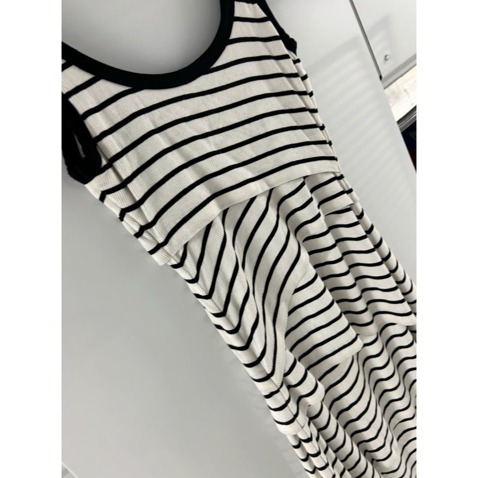 Bailey 44 Women Bailey44 White/Black Stripe Knit Asymmetrical Bodycon Column Dress Size XS Size XS / US 0-2 / IT 36-38 - 6 Thumbnail