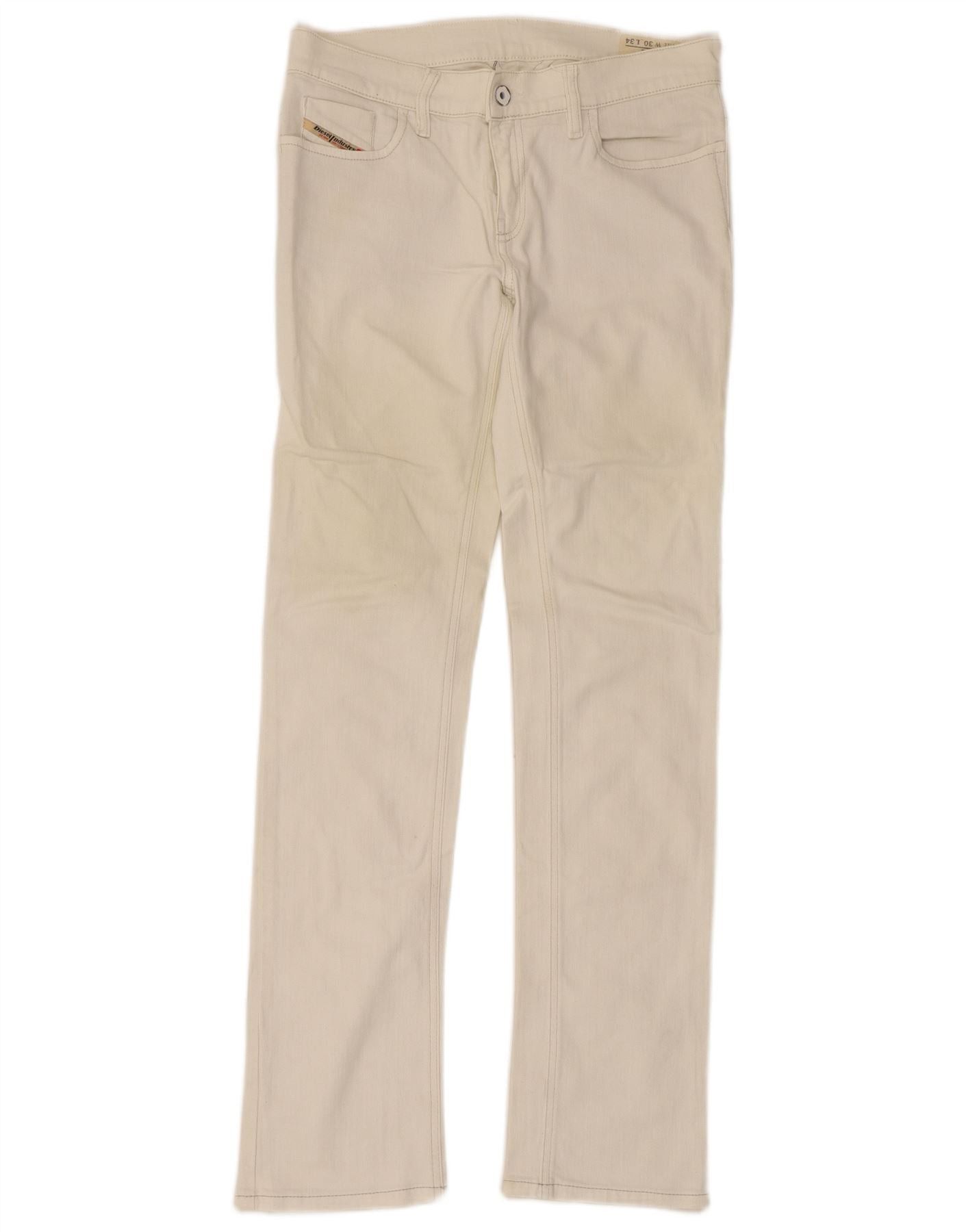 Diesel Womens Liv Slim Jeans W30 L34 White Cotton Size 42" / US 20 - 1 Thumbnail