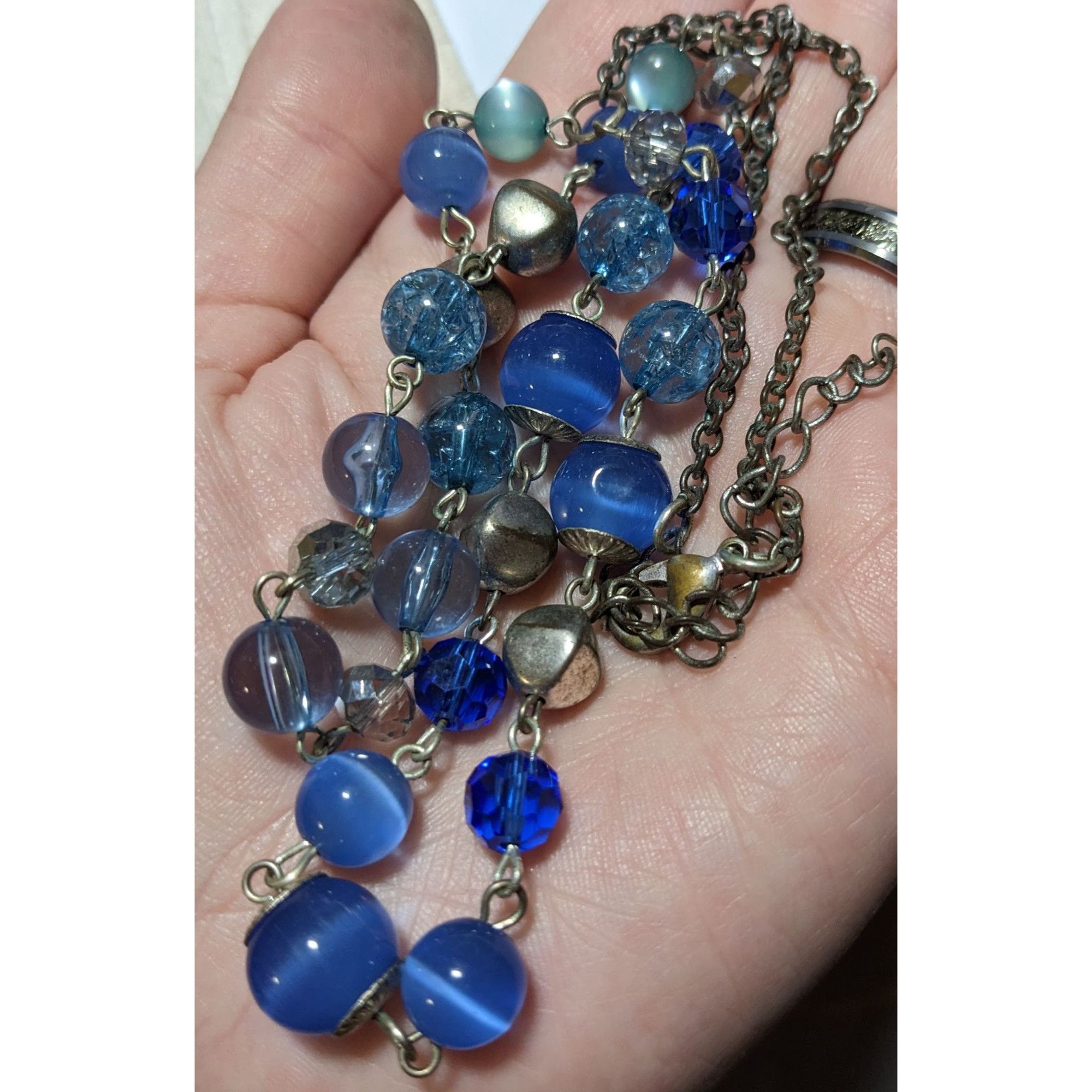 Other Retro Beachy Multilayer Blue And Silver Beaded Necklace Size ONE SIZE - 7 Thumbnail