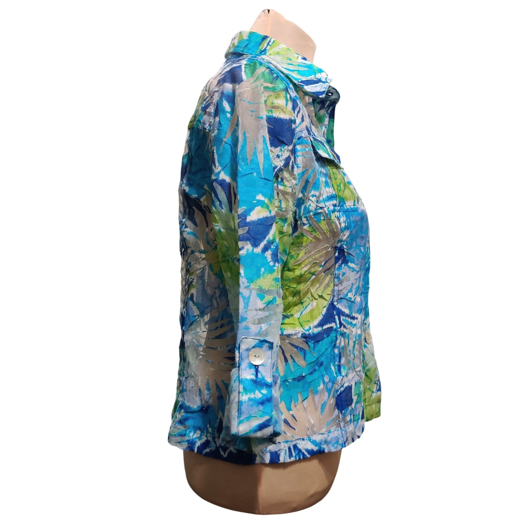 Other Ruby Rd 10 Womens Blue Green Blouse Tropical Button Front Se Size L / US 10 / IT 46 - 4 Thumbnail