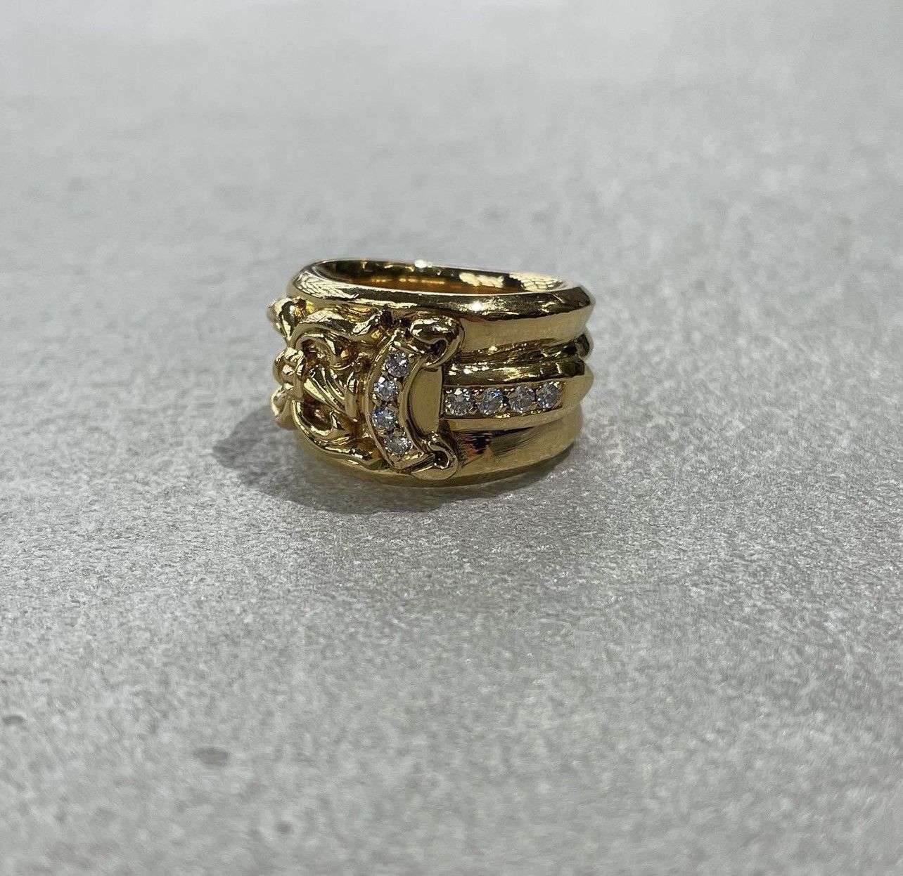 image of Chrome Hearts 22K Gold Diamond Dagger Ring, Men's