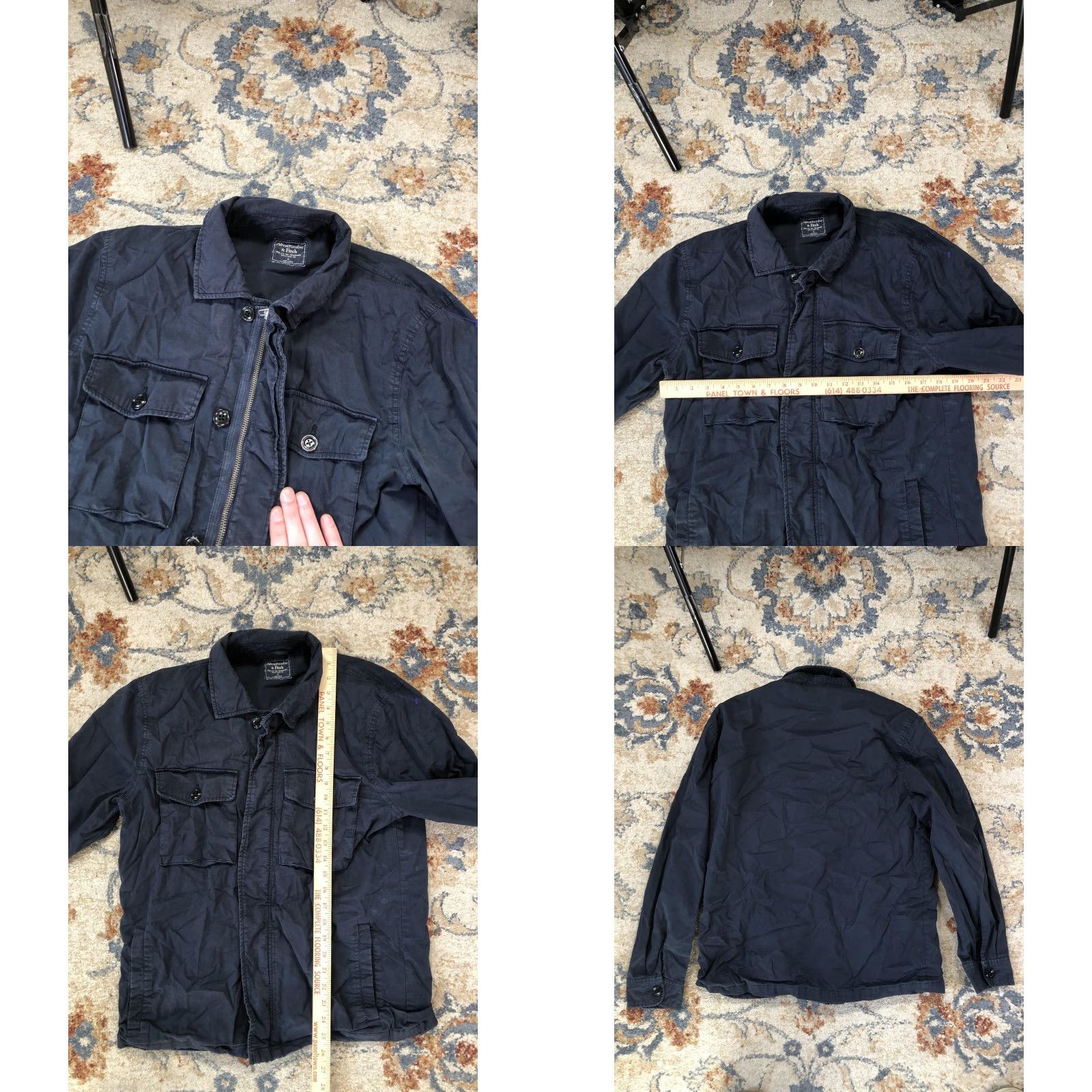 Abercrombie & Fitch Abercrombie & Fitch Jacket Mens Small Blue Cotton Military Full Zip Pockets Size US S / EU 44-46 / 1 - 8 Thumbnail