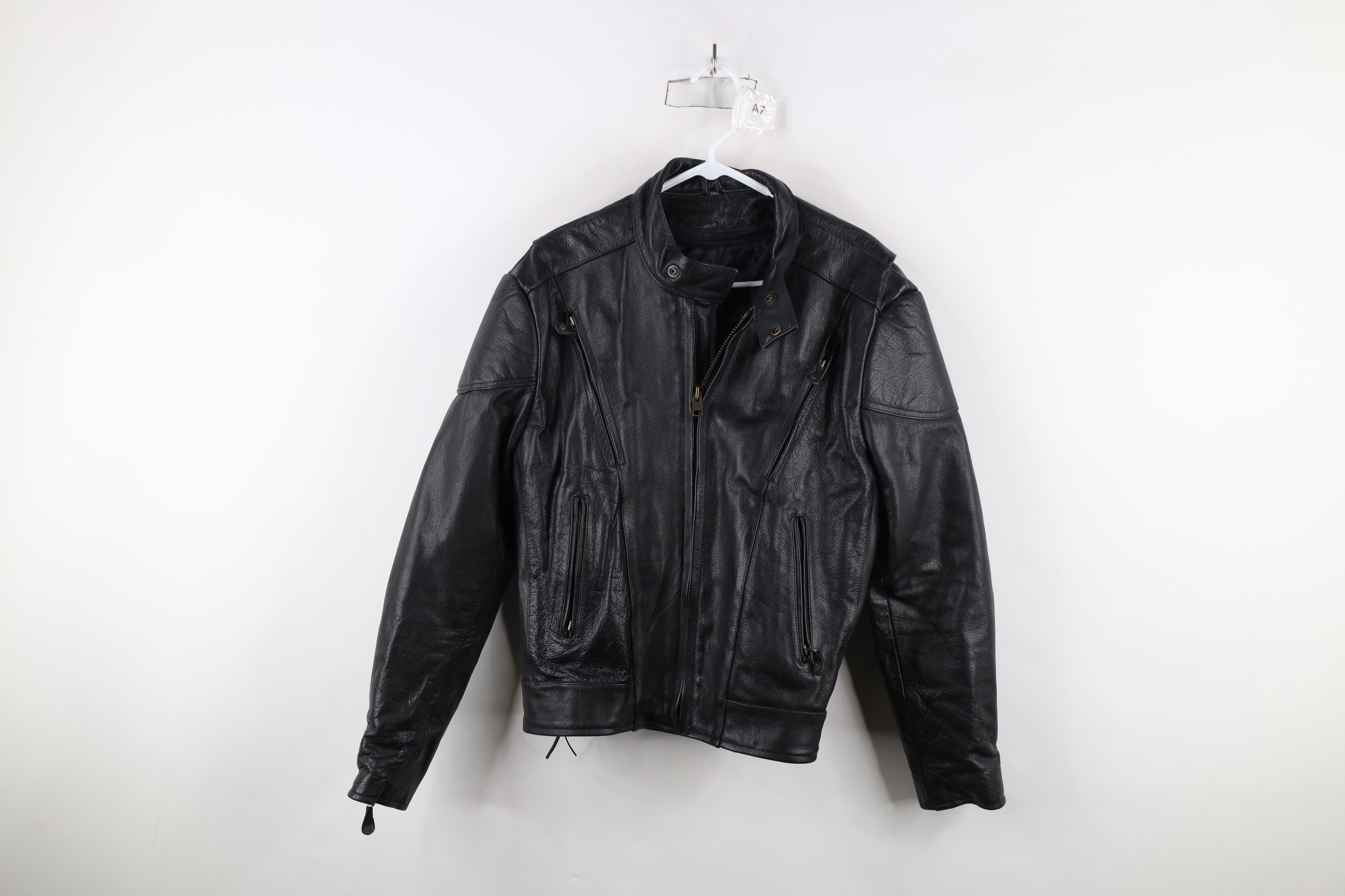 Vintage Vintage 90s Streetwear Padded Leather Motorcycle Jacket Size US M / EU 48-50 / 2 - 1 Thumbnail