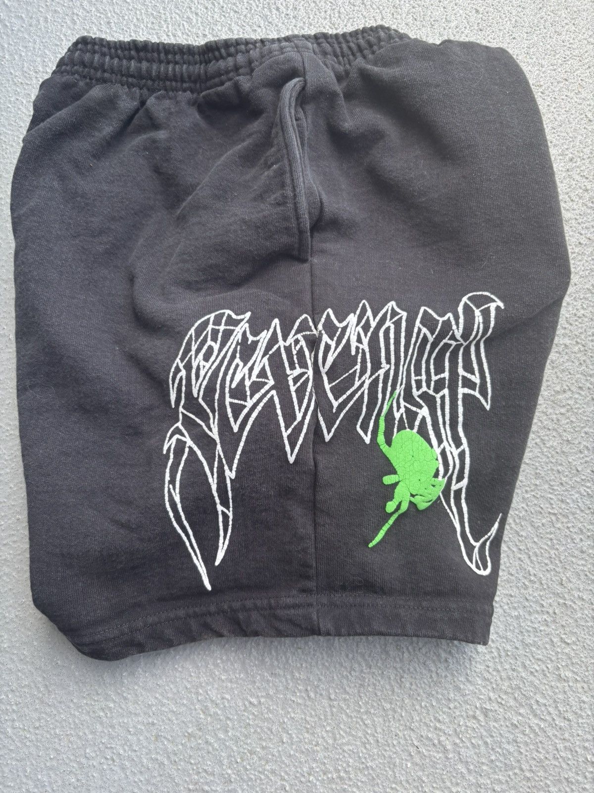 Revenge Revenge Fleece Sweat Shorts Green Spider Arch Men’s Size US 38 / EU 54 - 2 Thumbnail