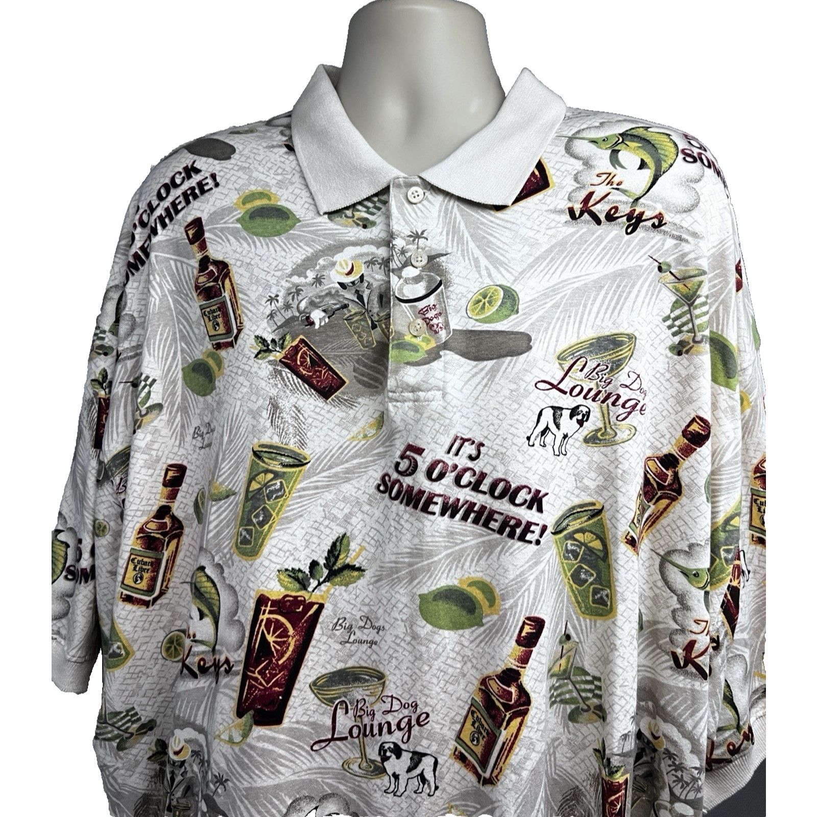 Big Dogs Big Dogs All Over Print Polo Shirt Mens 3X Tiki Cocktails Size US XXL / EU 58 / 5 - 4 Thumbnail