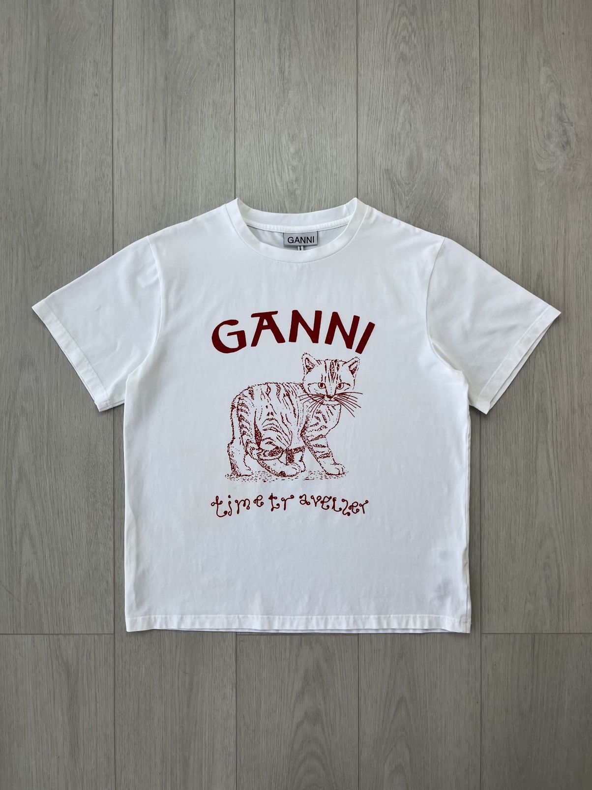 Designer Ganni T-Shirt Cat Size US L / EU 52-54 / 3 - 4 Thumbnail