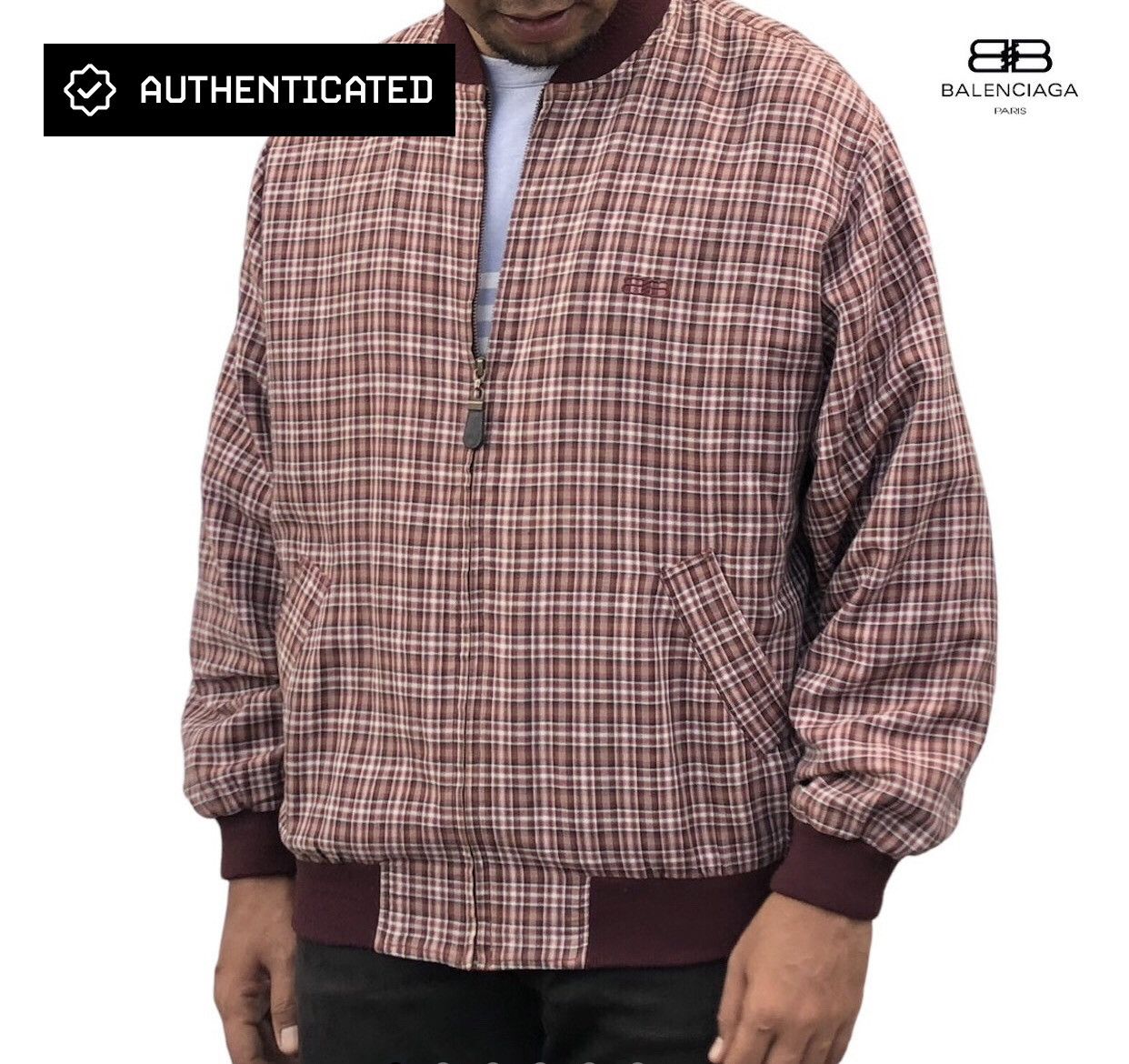 Balenciaga Balenciaga Paris Embroidery Logo Checked Bomber Jacket Size US L / EU 52-54 / 3 - 20 Thumbnail