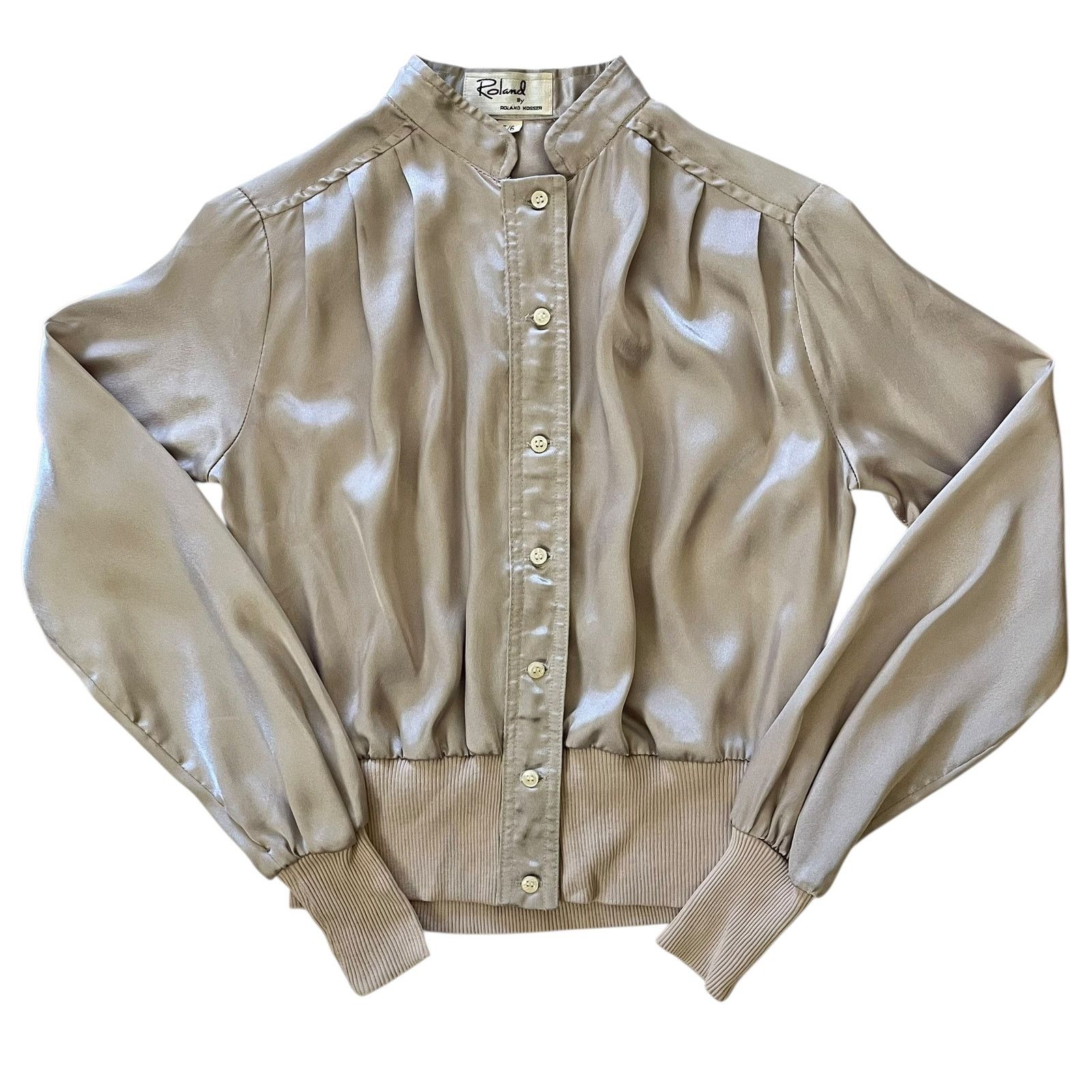Vintage Vintage Roland by Roland Kosser Champagne Satin Blouse XS/S Size XS / US 0-2 / IT 36-38 - 2 Thumbnail