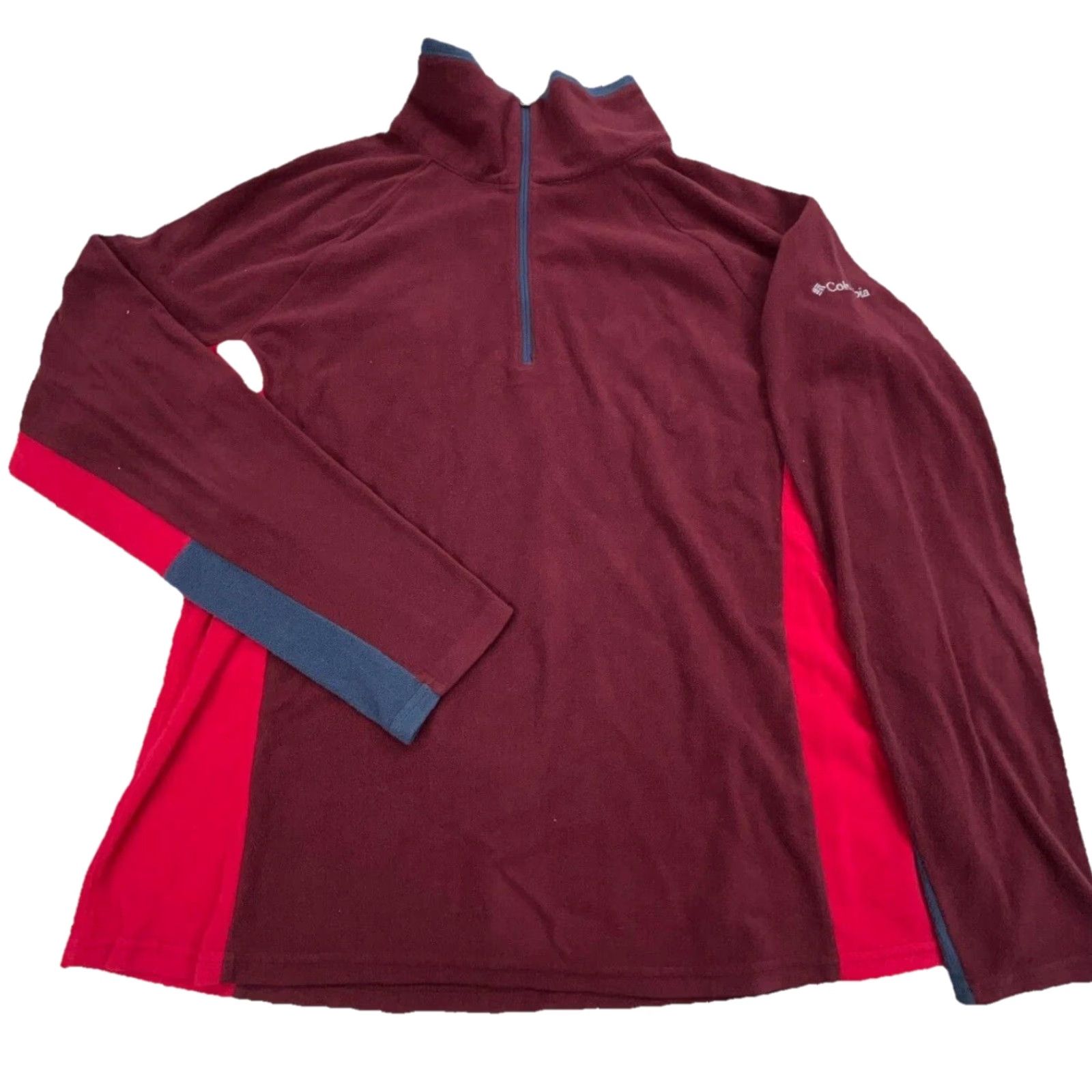 Pinko Columbia Sweater Women XL Maroon Pink Pullover 1/4 Zip Fleece Jacket Raglan Sleeve Mock Neck Size XL / US 12-14 / IT 48-50 - 2 Thumbnail