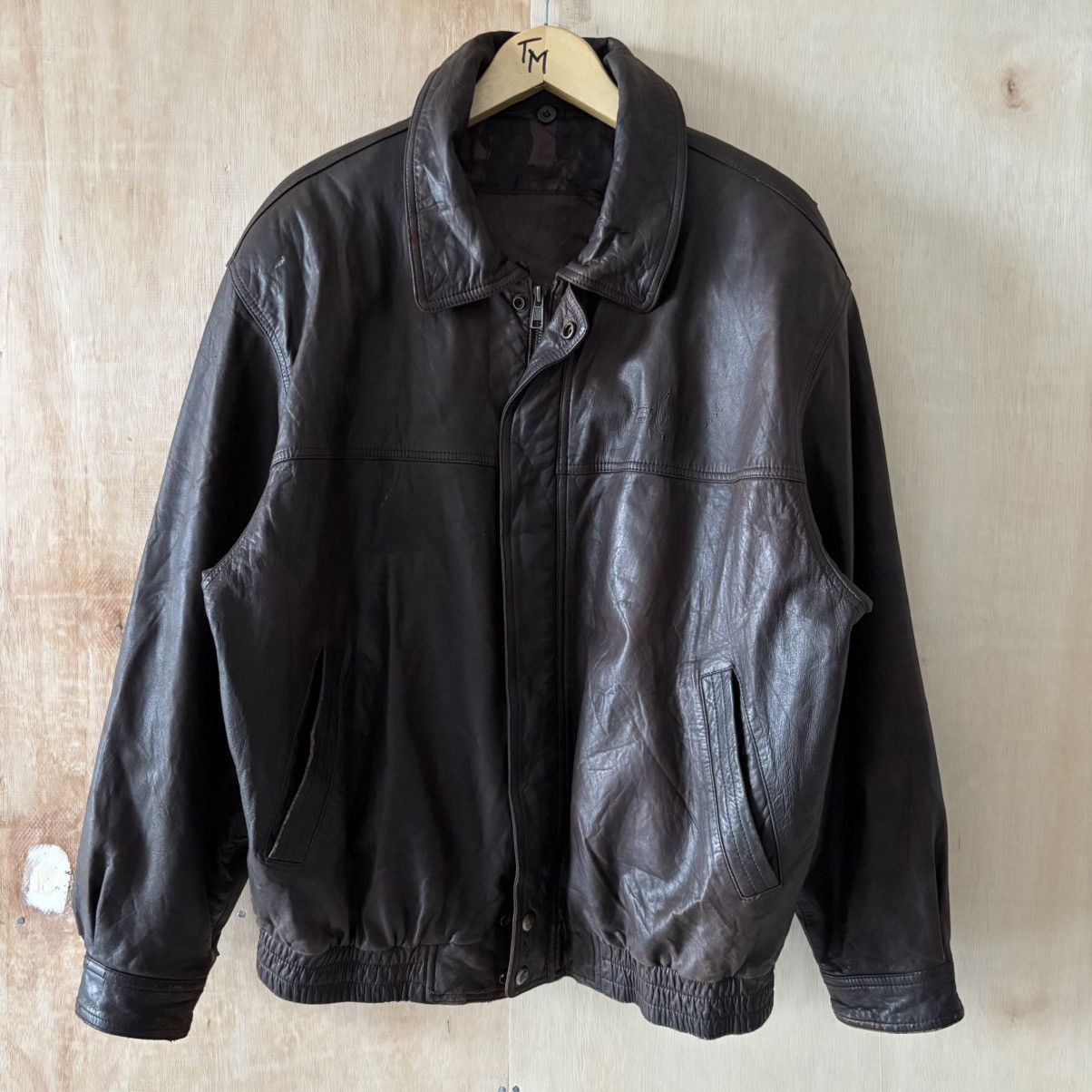 Lee Vintage 90s Lee Lined Story Of Golf Leather Jacket Size US L / EU 52-54 / 3 - 1 Thumbnail