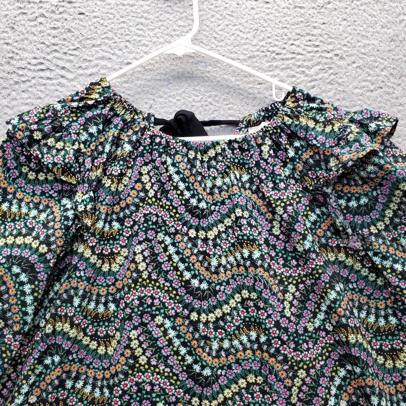 Loft LOFT Blouse Womens Size PL Floral Multicolor Boho Ruffle Shoulder Tie Back Shirt Size L / US 10 / IT 46 - 8 Thumbnail