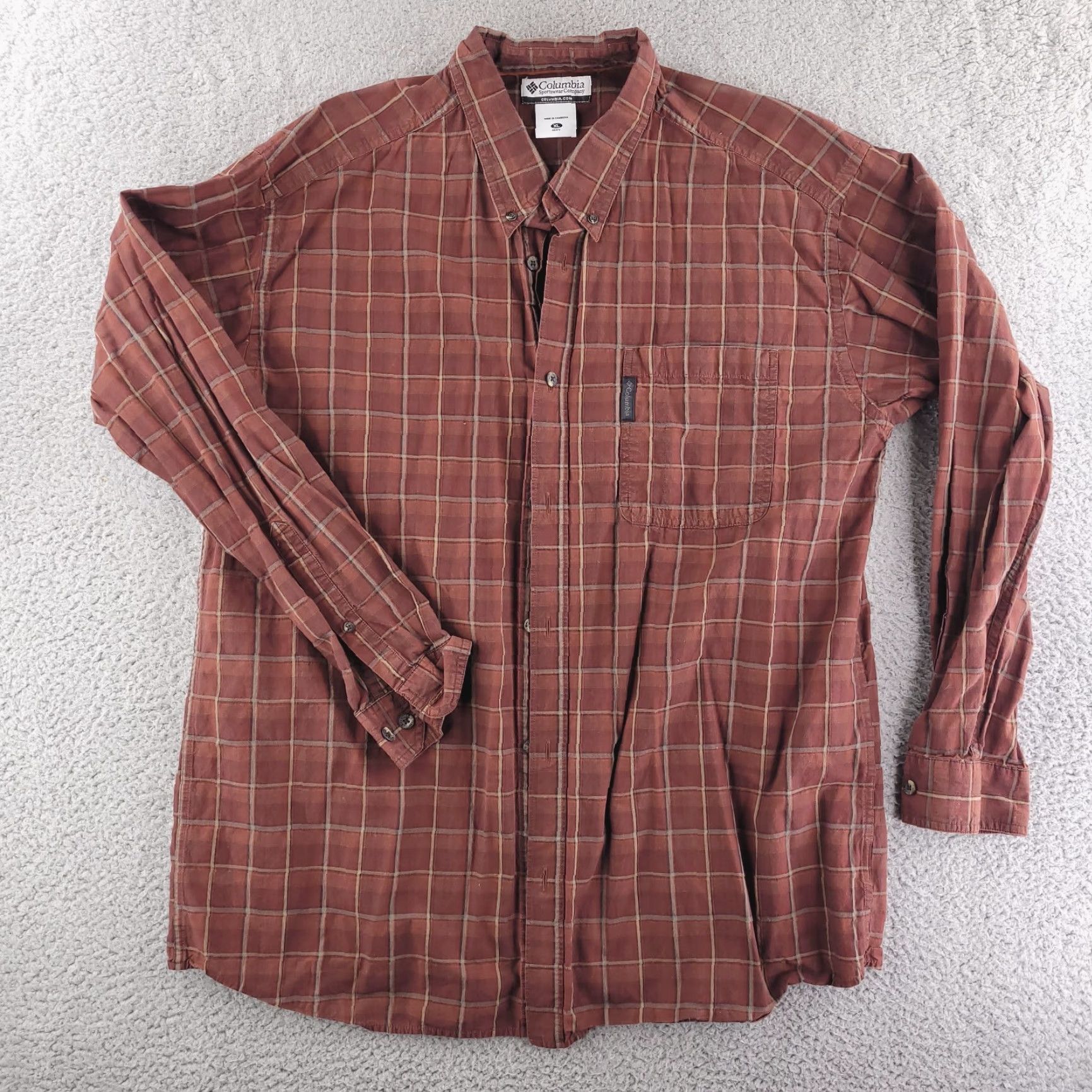 Vintage Columbia Shirt Mens XL Red Check Long Sleeve Button-Up Casual Work Size US XL / EU 56 / 4 - 2 Thumbnail