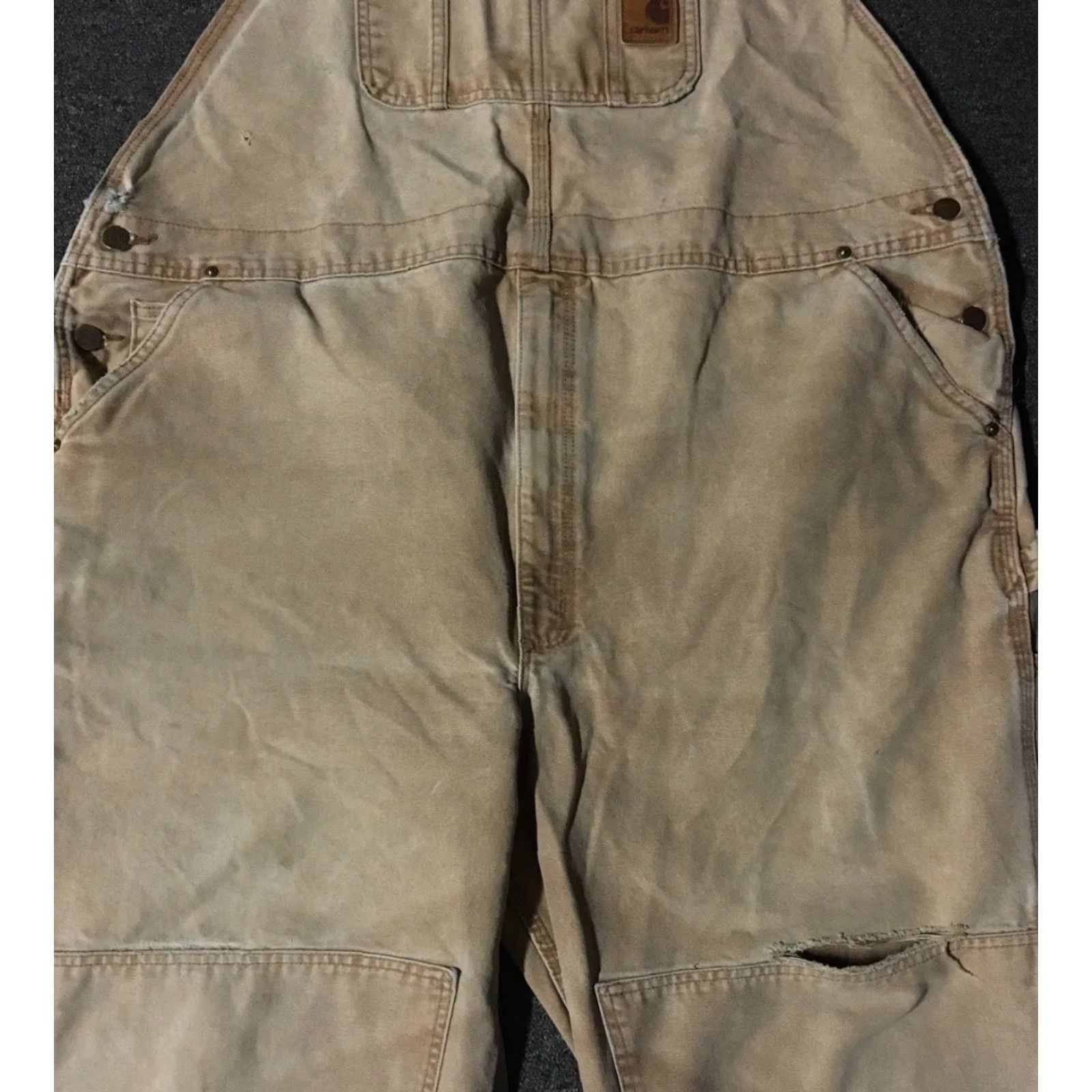 Carhartt VINTAGE Carhartt Overalls Trucker Grunge 90s 80s Biker Punk Distressed Tan 48 Men Double Knee Workwear Jeans Size US 32 / EU 48 - 4 Thumbnail