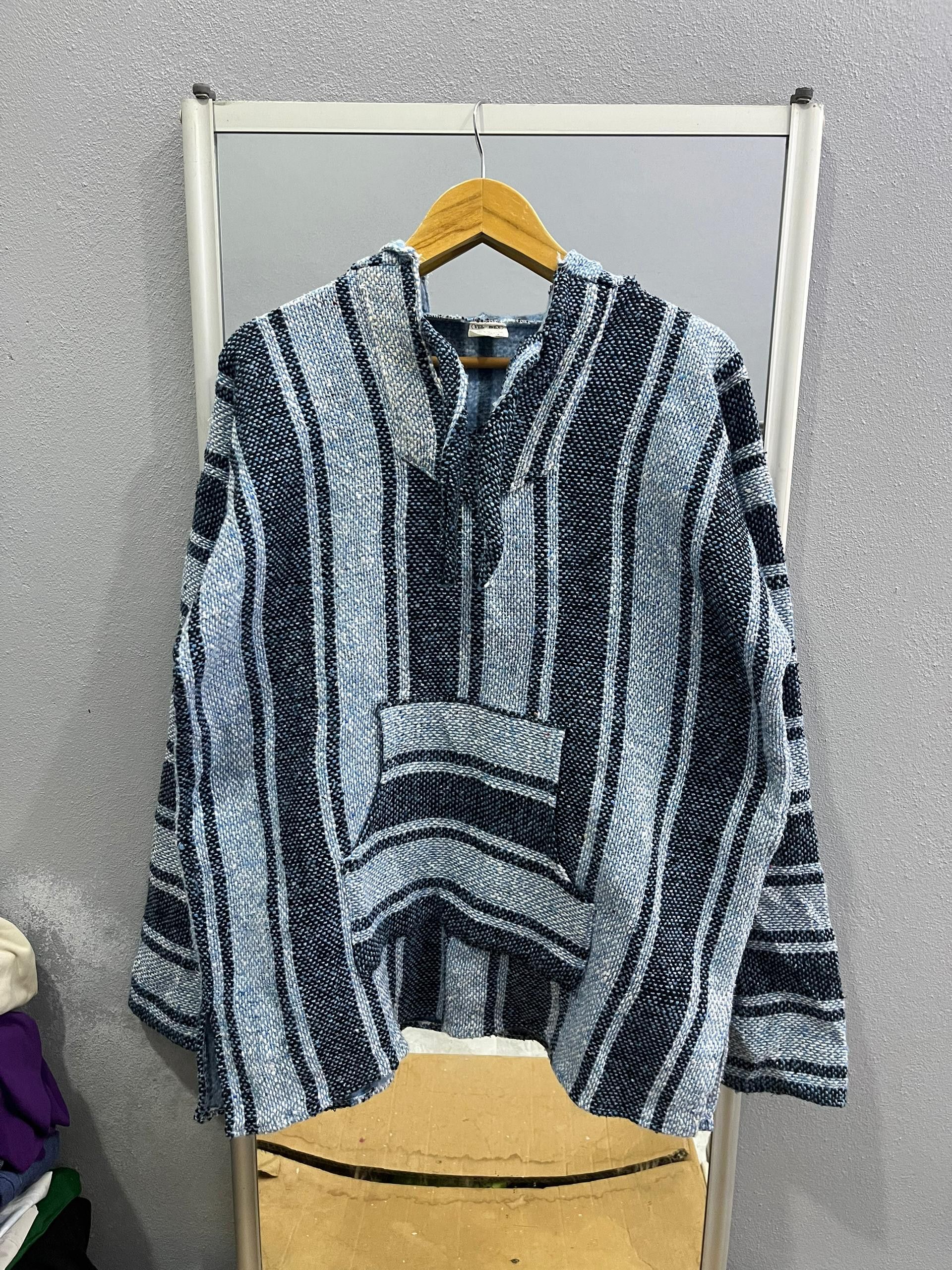 Mexican Threads Vintage Vel-Mex Baja Hoodie Blue Stripe XL Mexico Size US XL / EU 56 / 4 - 1 Thumbnail