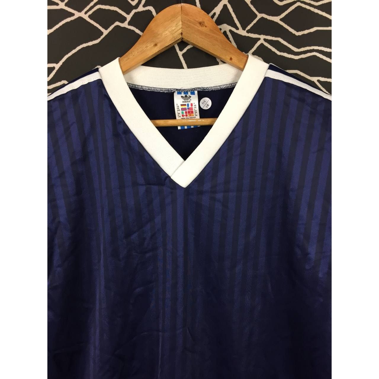 Adidas × Vintage Vtg 90s Adidas V-Neck Made In Usa Jersey Size US L / EU 52-54 / 3 - 3 Thumbnail