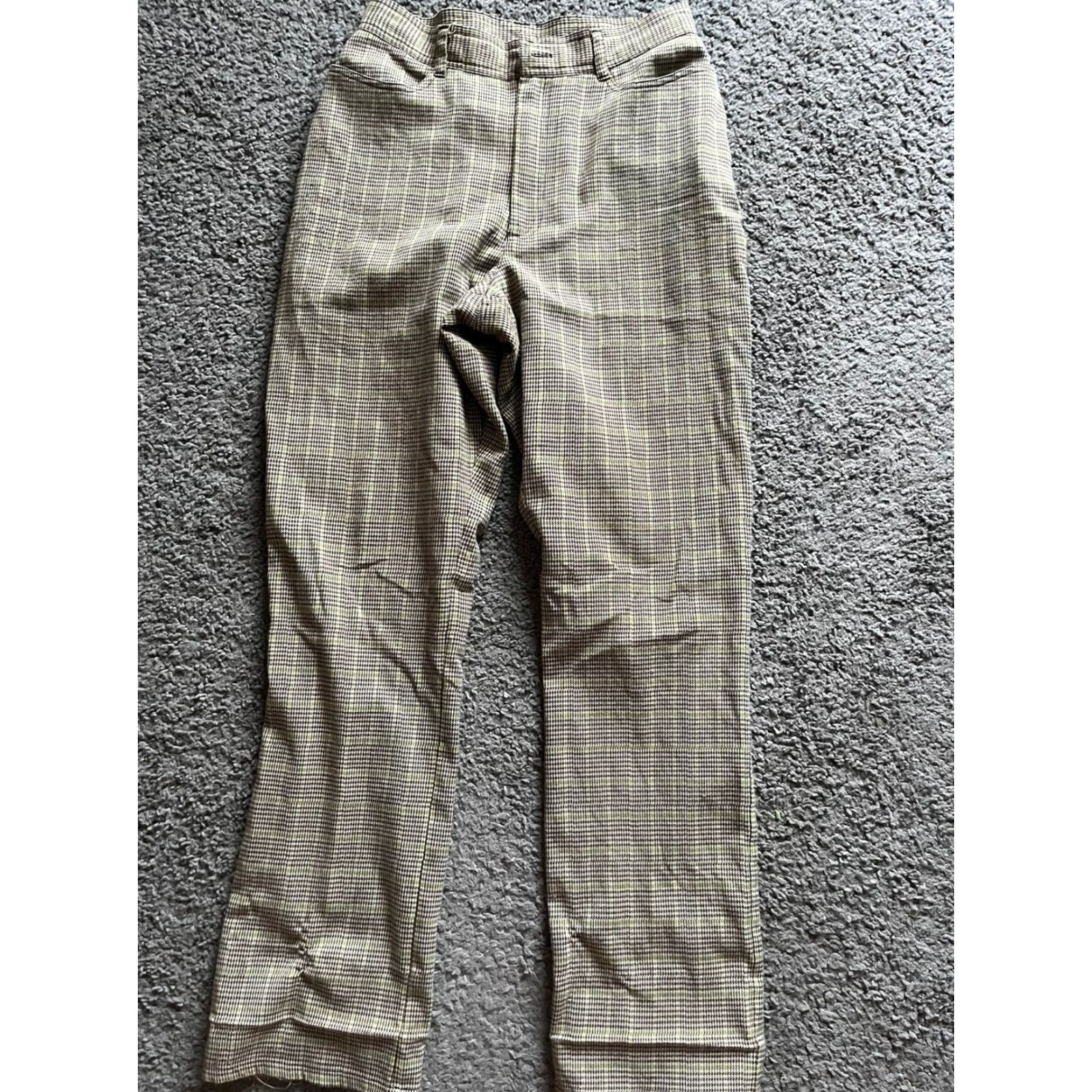Express VINTAGE Compagnie Internationale Express Pants Womens 7/8 Brown Herringbone 1990s Tailored Business Size 28" / US 6 / IT 42 - 2 Thumbnail