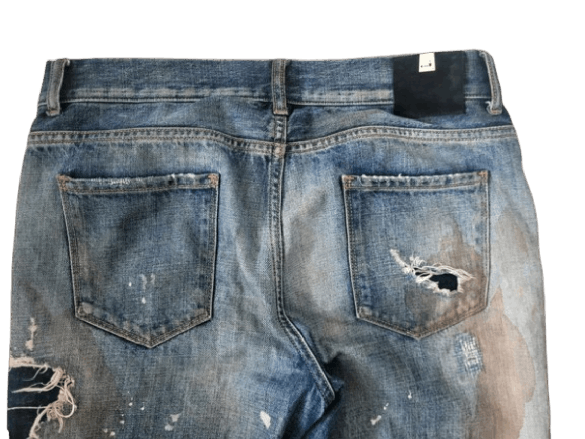 1017 ALYX 9SM × Alyx ALYX Back Zip Distressed mudwash denim pants. Size US 29 - 6 Thumbnail