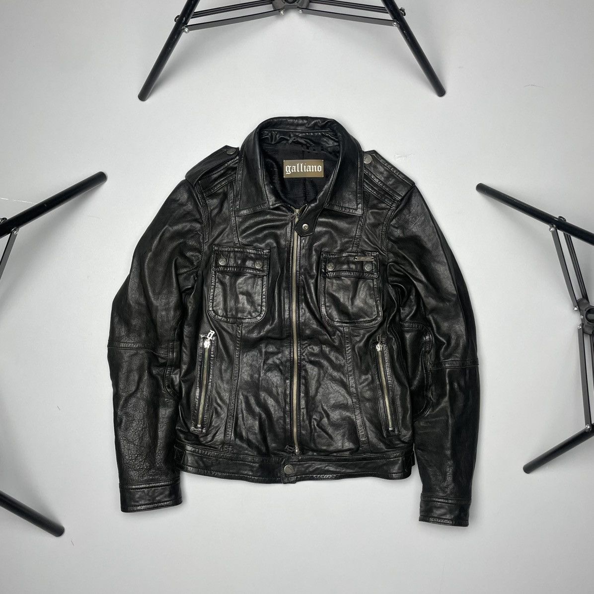 John Galliano John Galliano Military Leather Jacket-Distressed Black Size US S / EU 44-46 / 1 - 1 Thumbnail