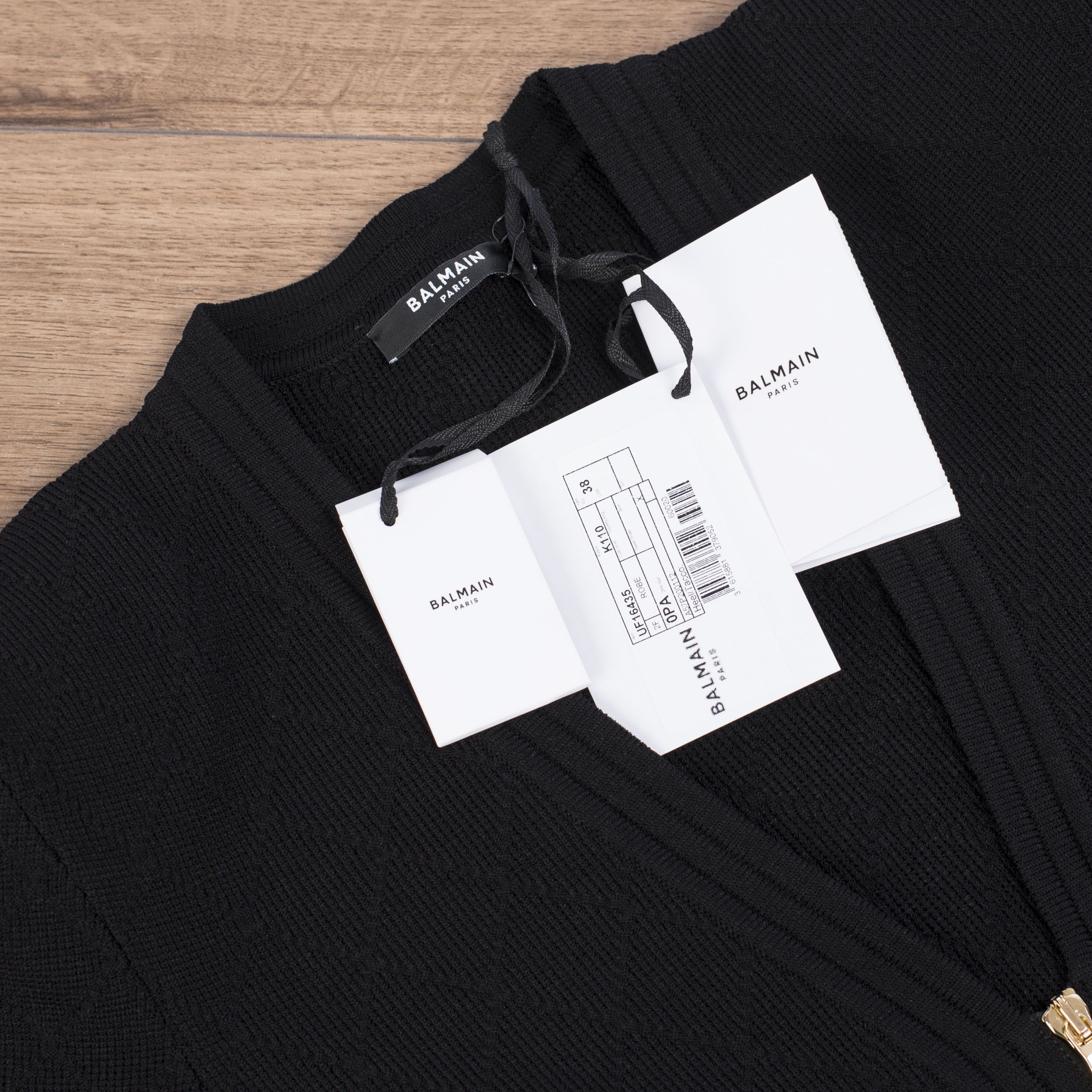 Balmain Short Black Knit Dress With Gold-tone Zip Fastening Size M / US 6-8 / IT 42-44 - 12 Thumbnail